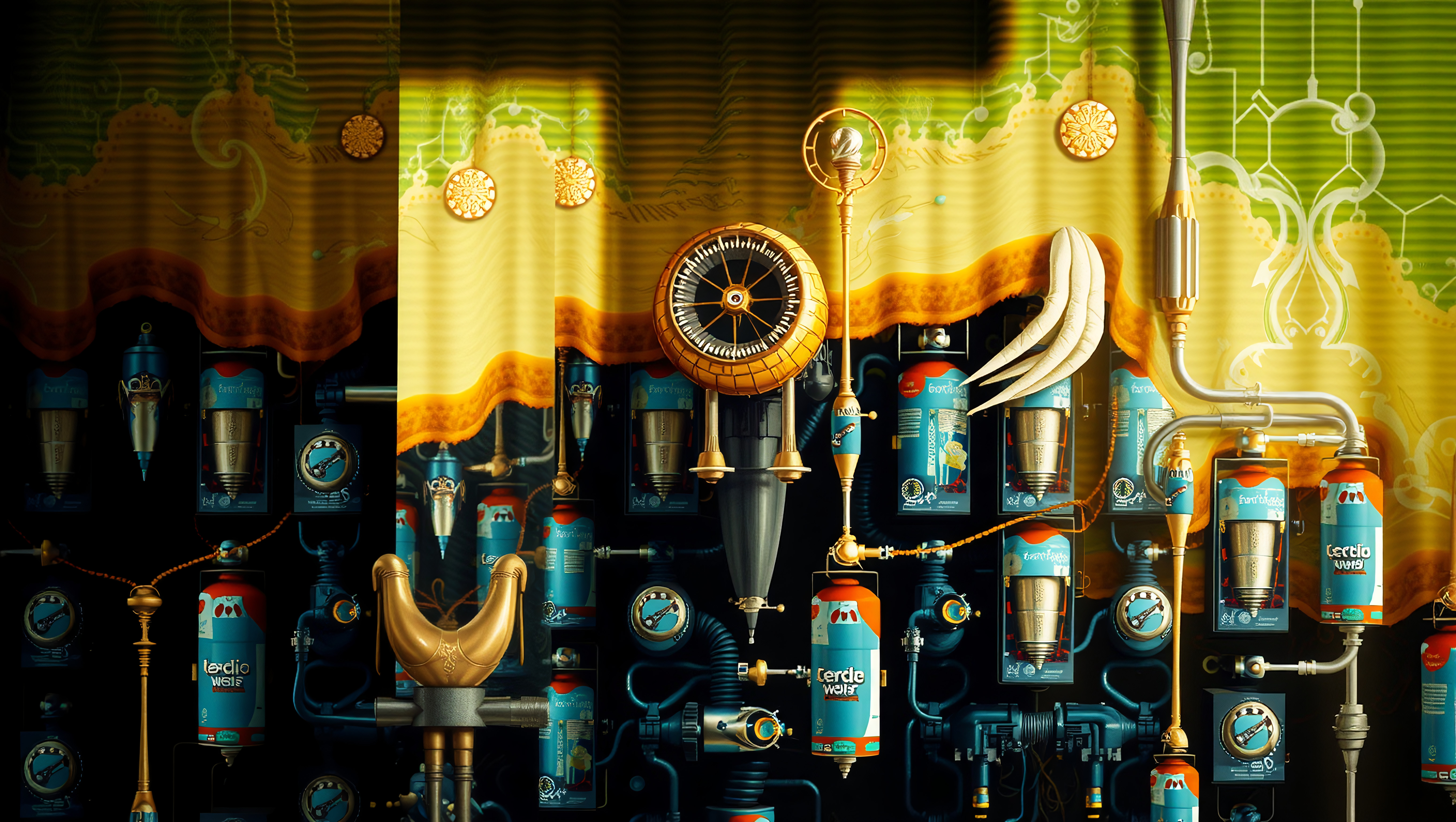 Steampunk Industrial Machinery Illustration with Vintage Mechani