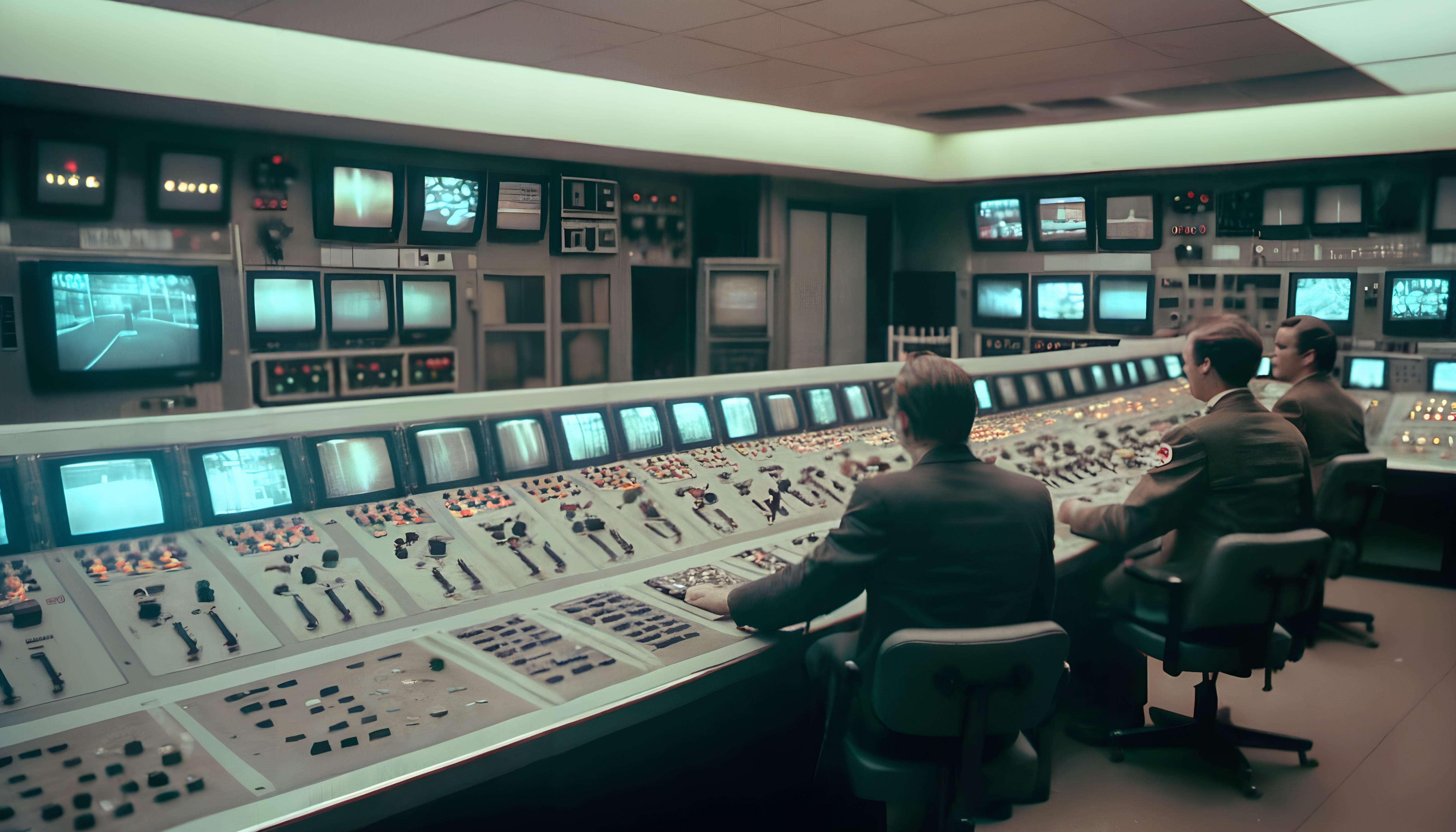 Control Room Operations: Team of Technicians Working at a Massiv