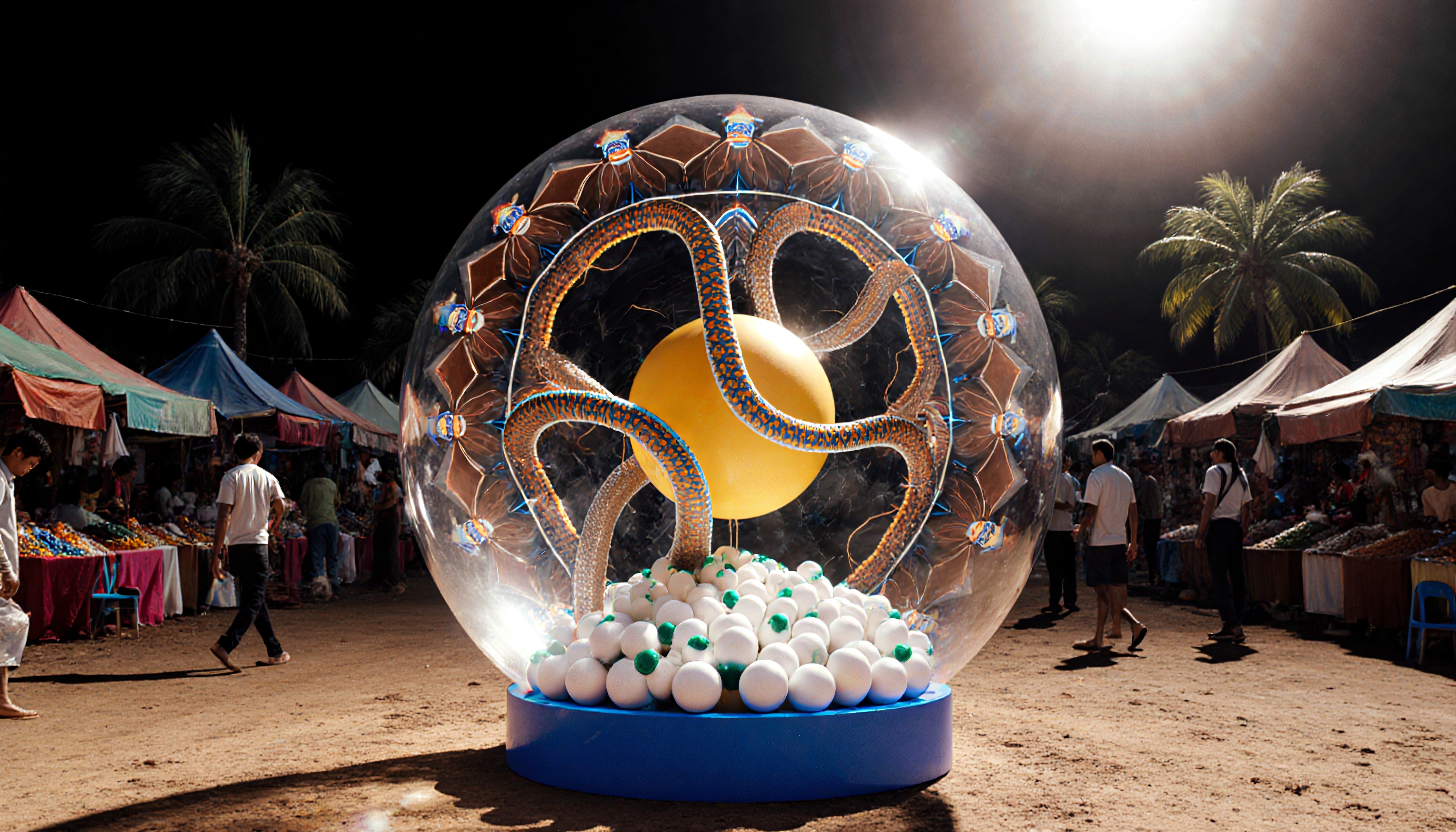 Luminescent Sculpture in Night Market