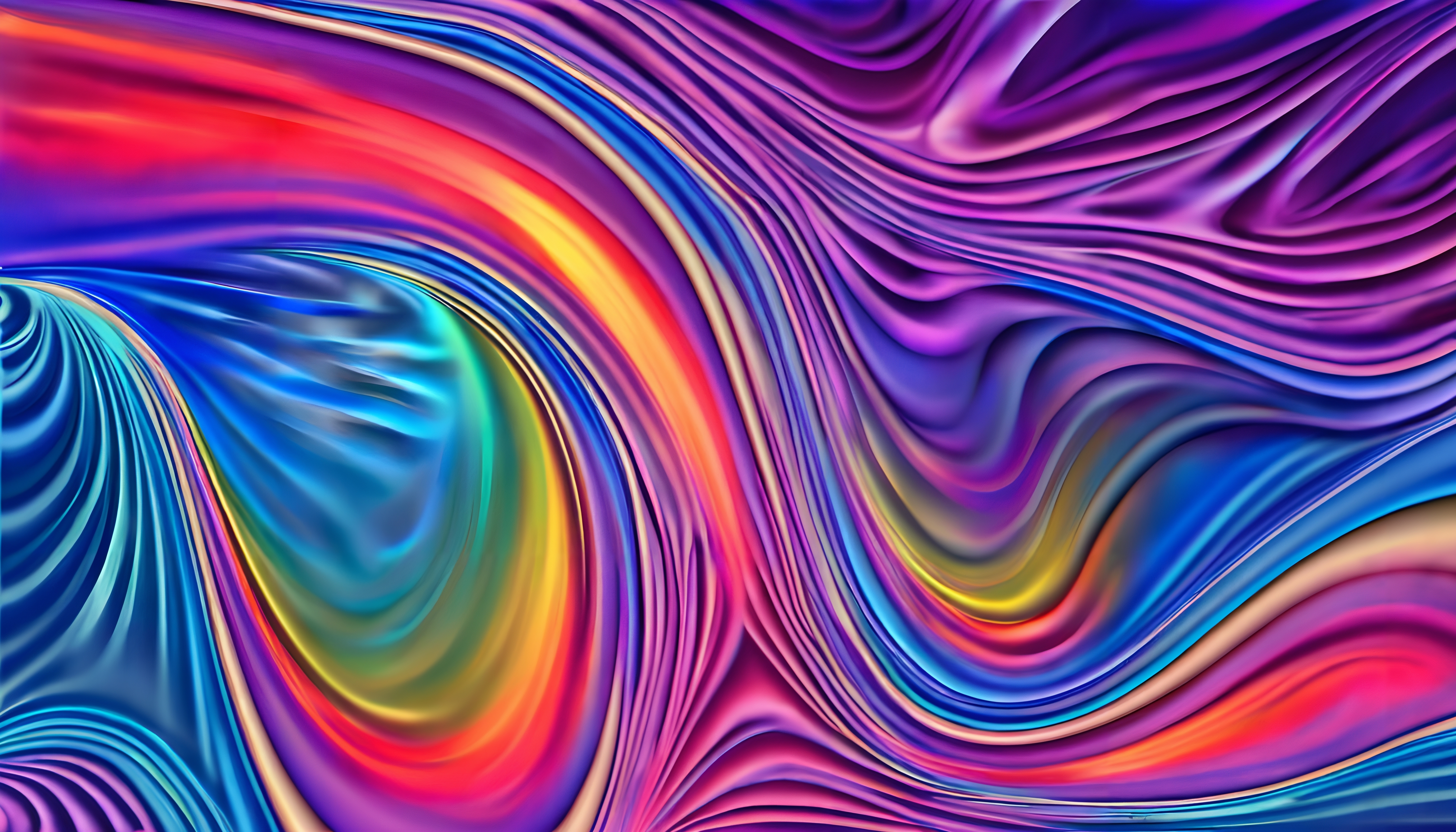 A vibrant abstract design with flowing lines and a colorful gradient, featuring purple, blue, pink, yellow, and orange.