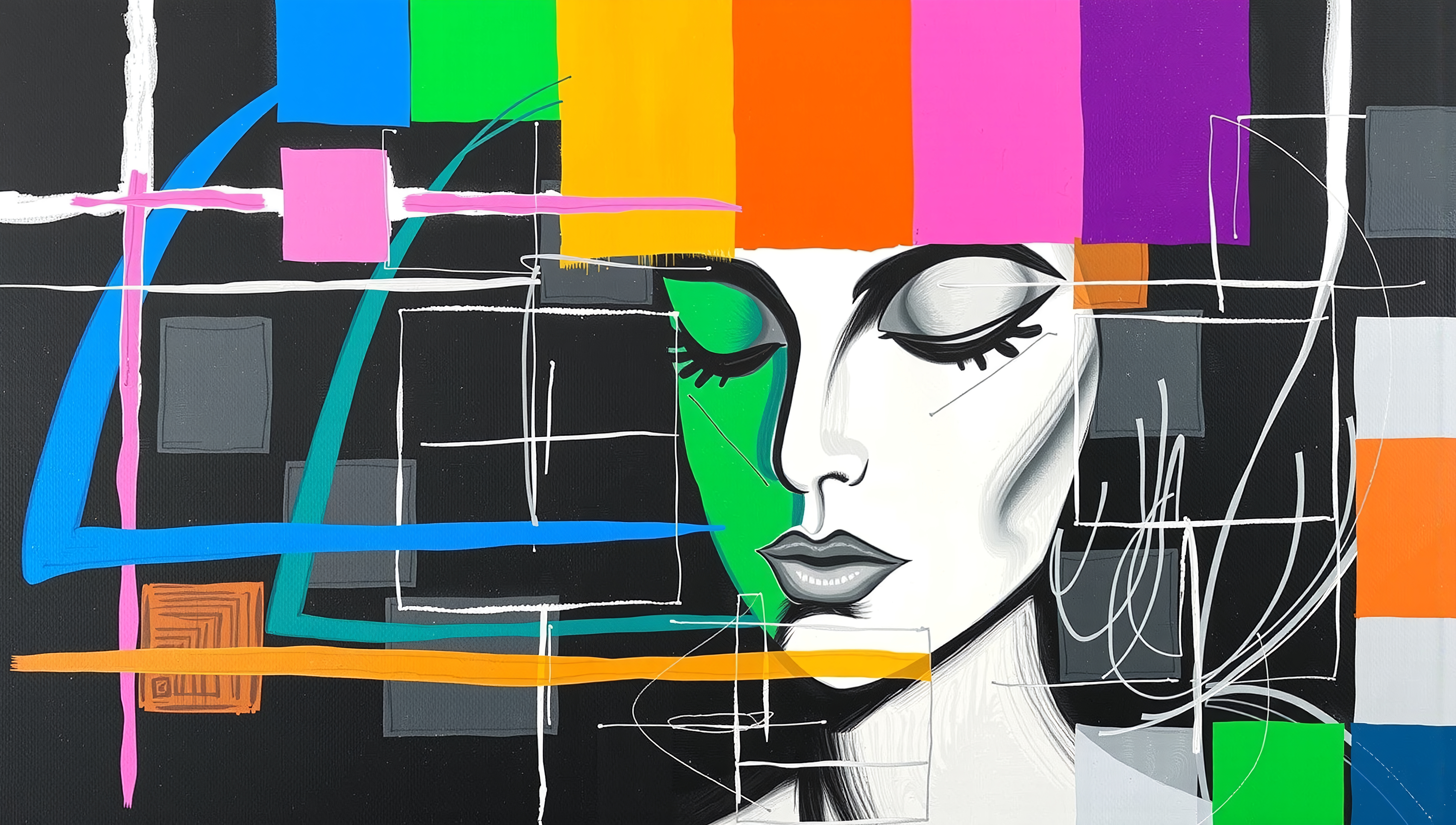 Vivid Abstract Portrait with Colors