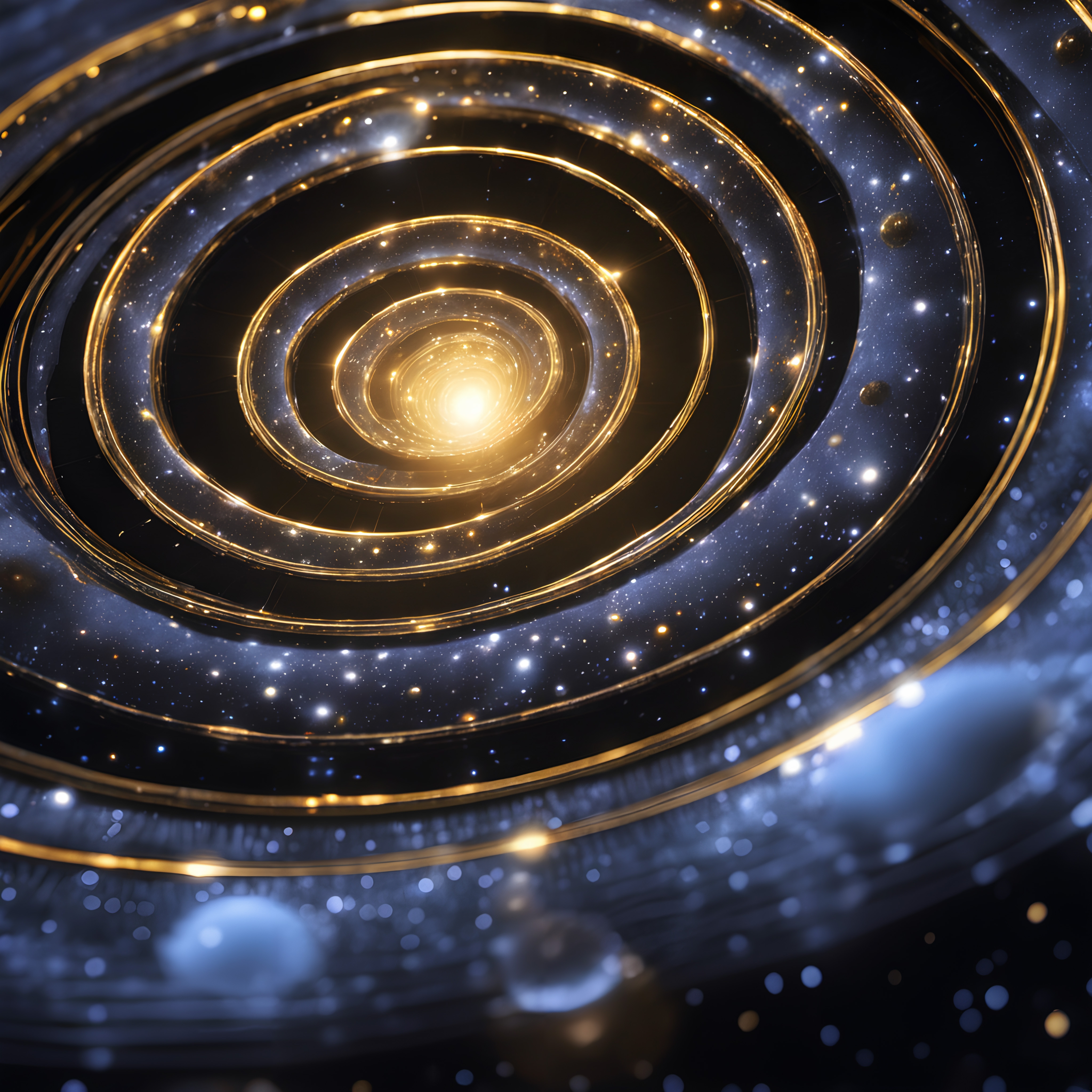 Abstract cosmic rings in galaxy art.