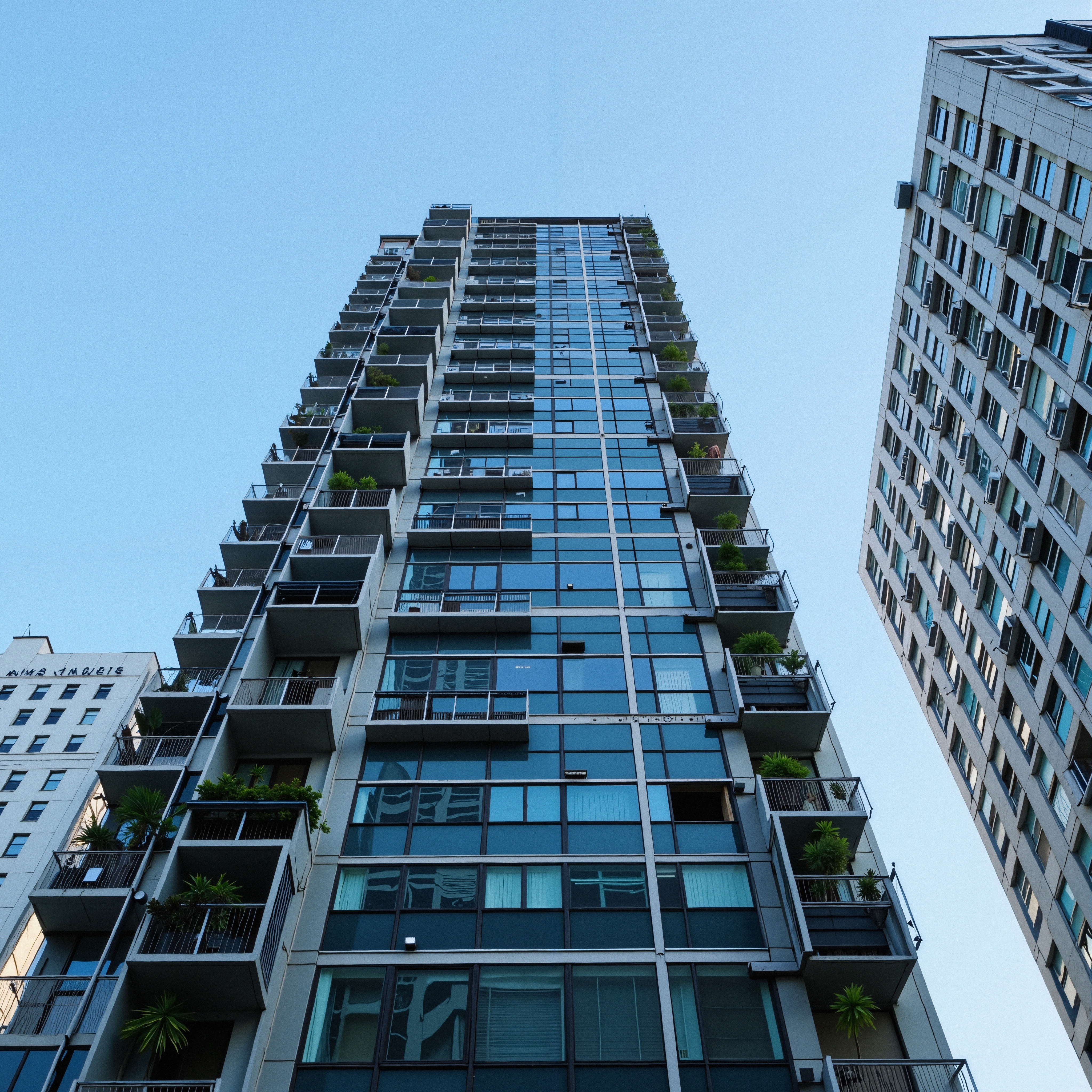 Urban skyscrapers with blue sky