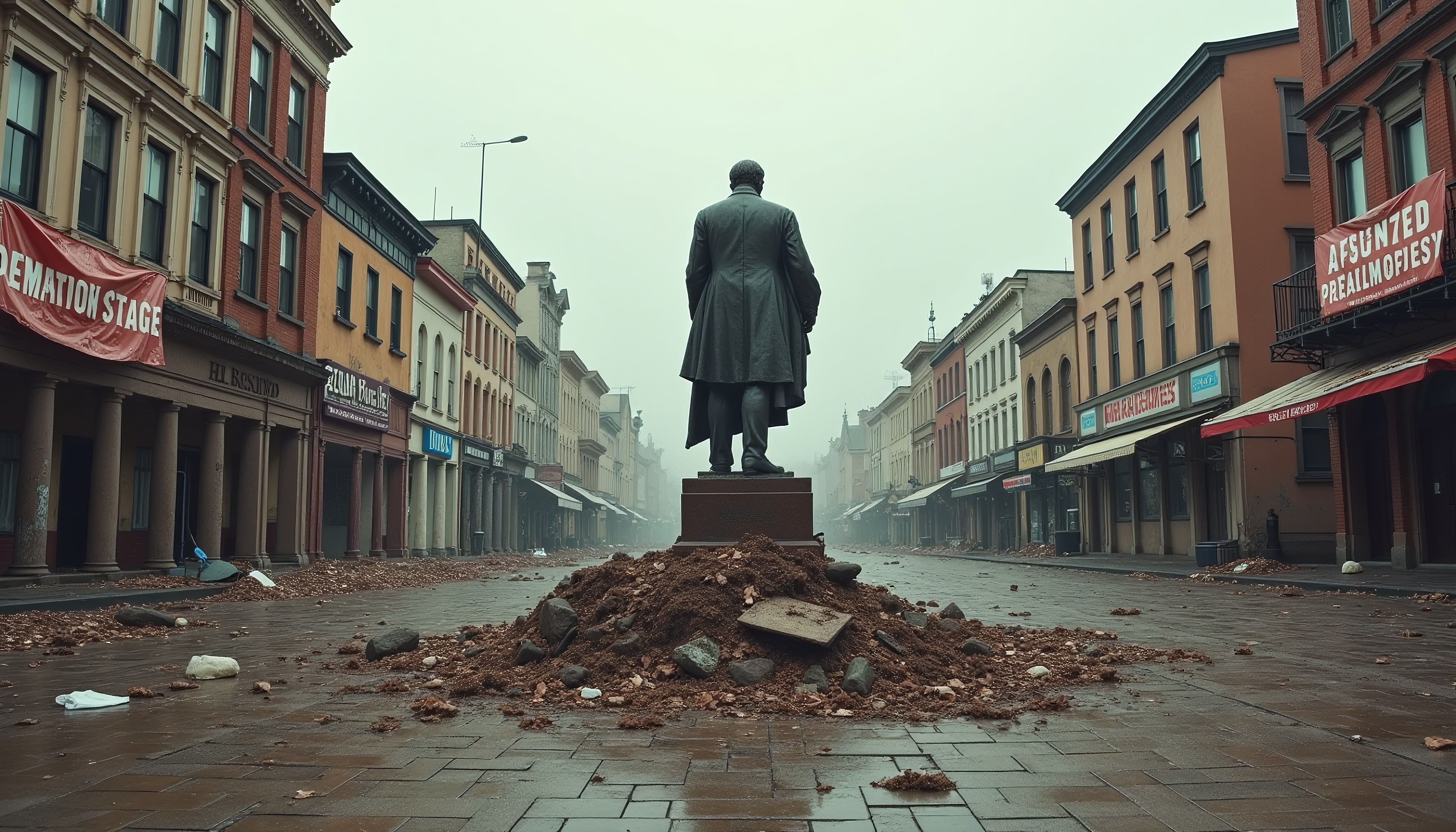 Mysterious Statue On Empty Street