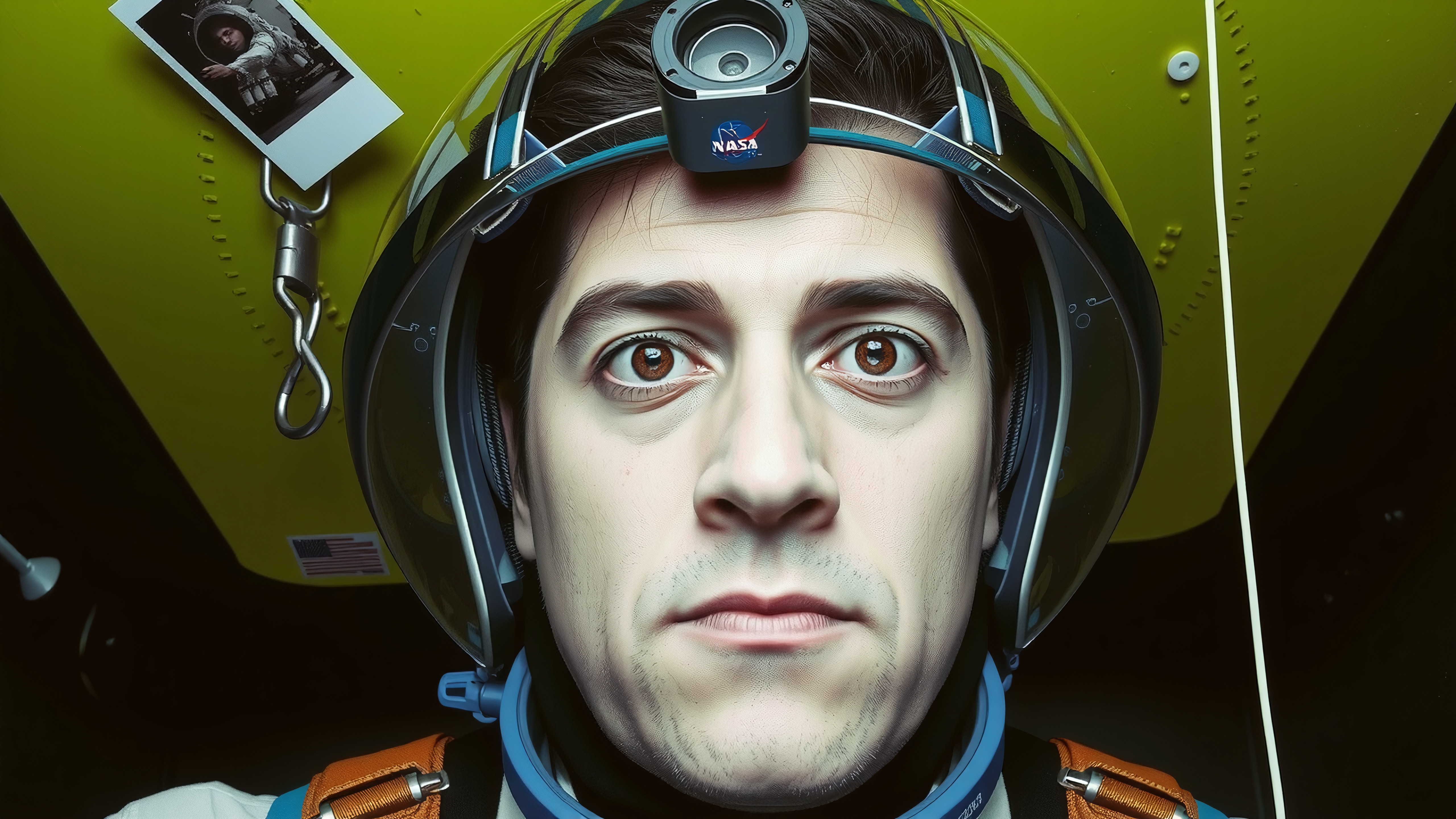 Astronaut Gazes with Eager Curiosity