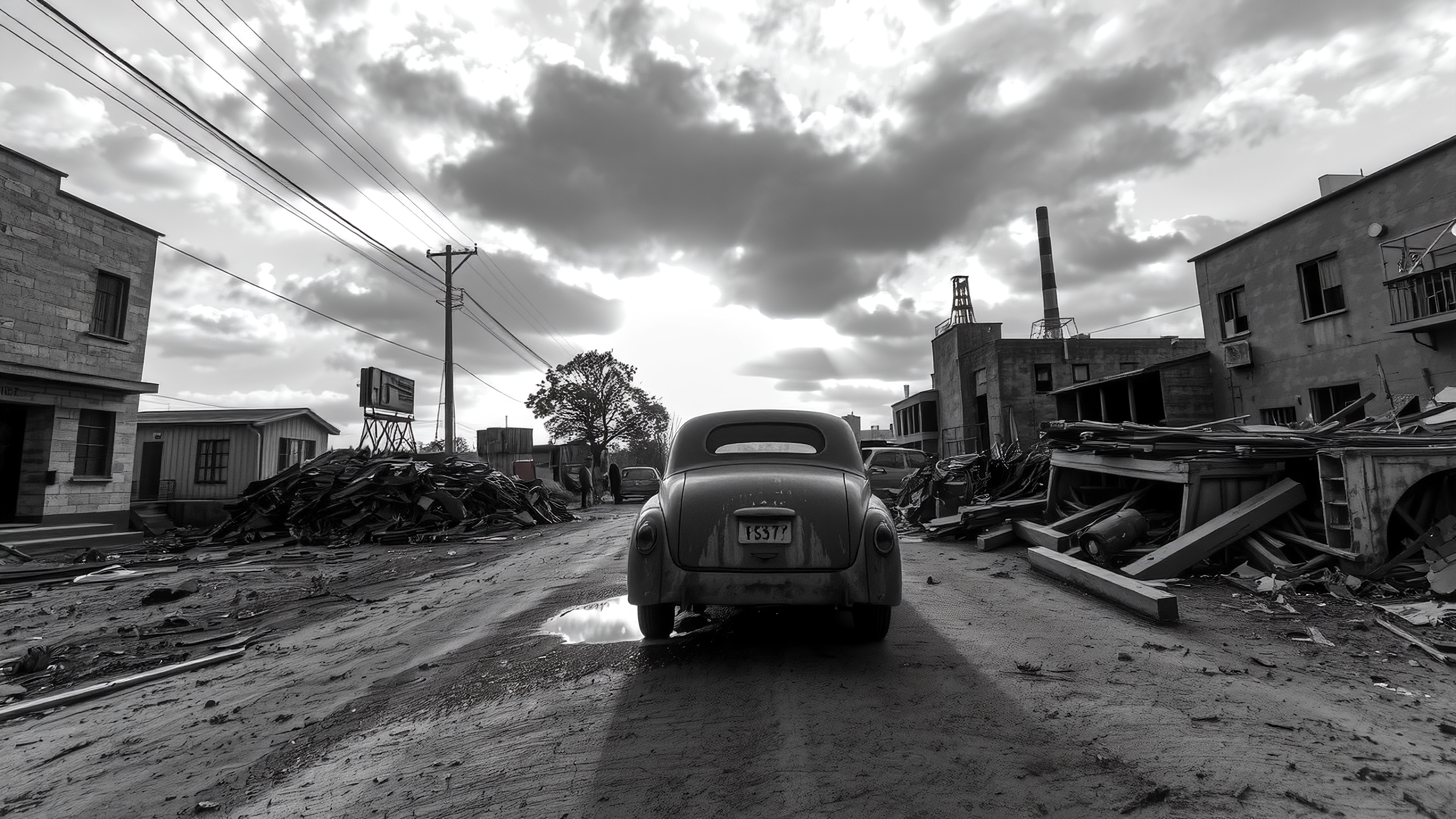 Vintage Car on Abandoned Street