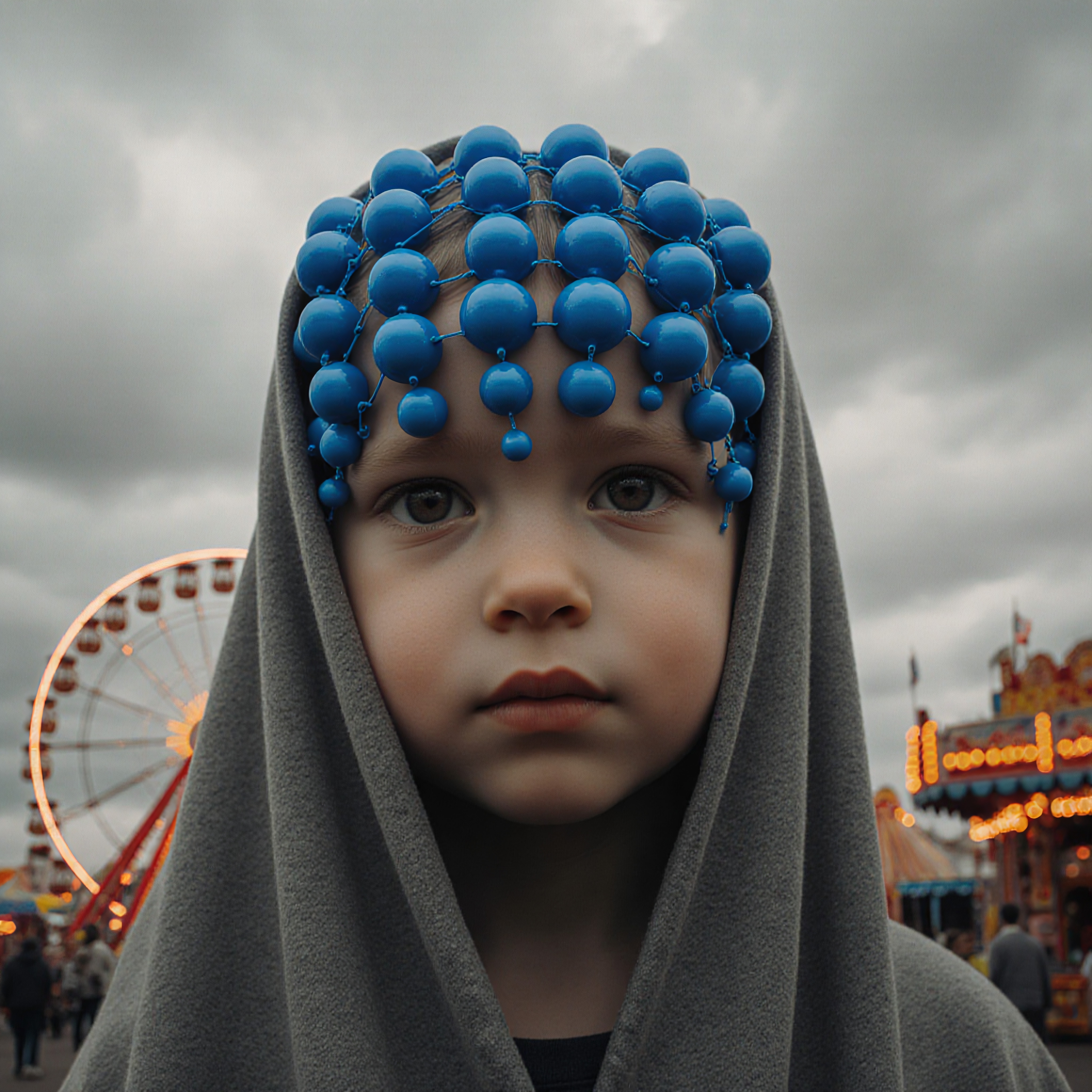 Carnival Child Wears Bead Crown