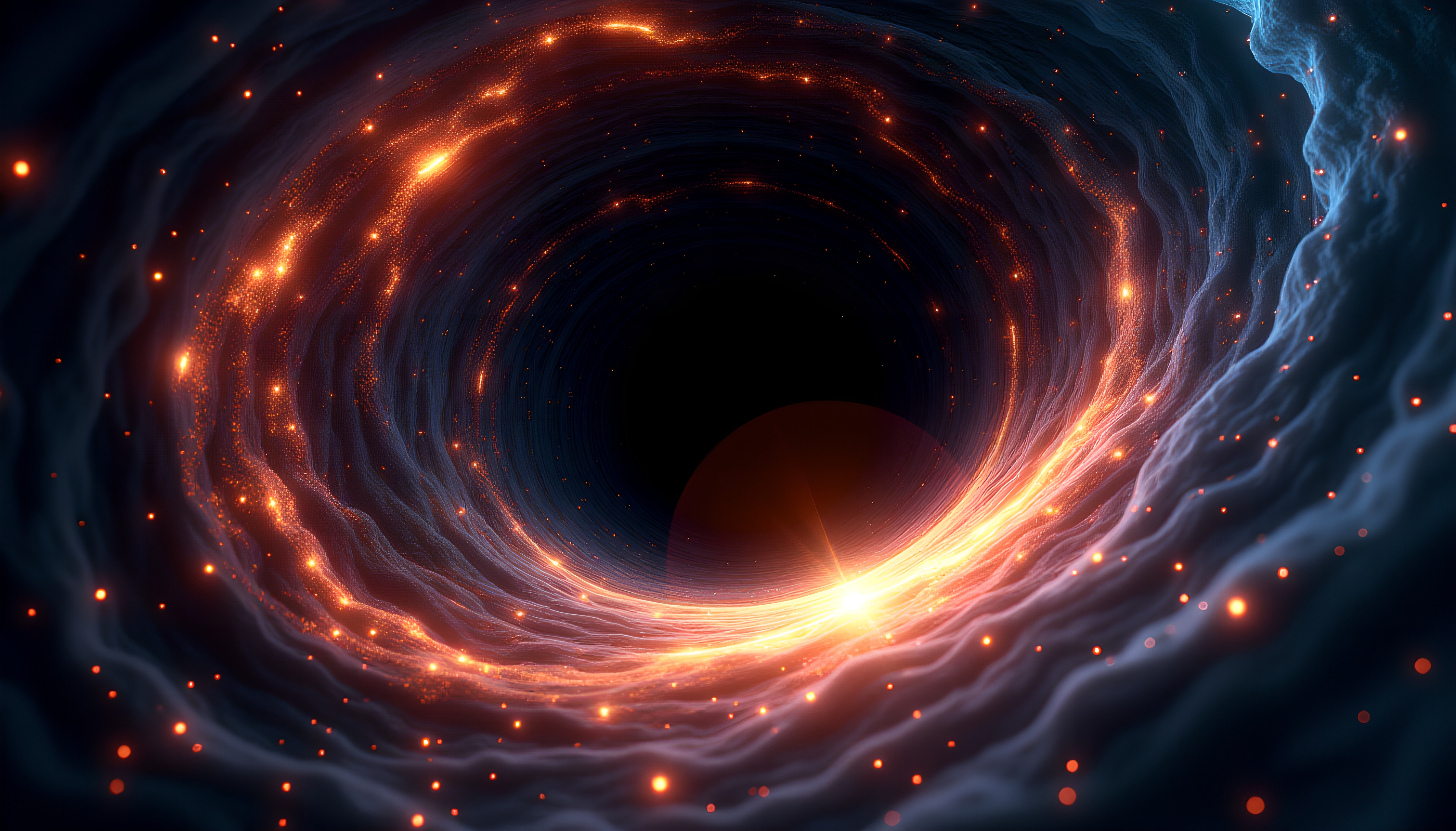 Abstract Cosmic Wormhole Portal with Golden Energy Streams