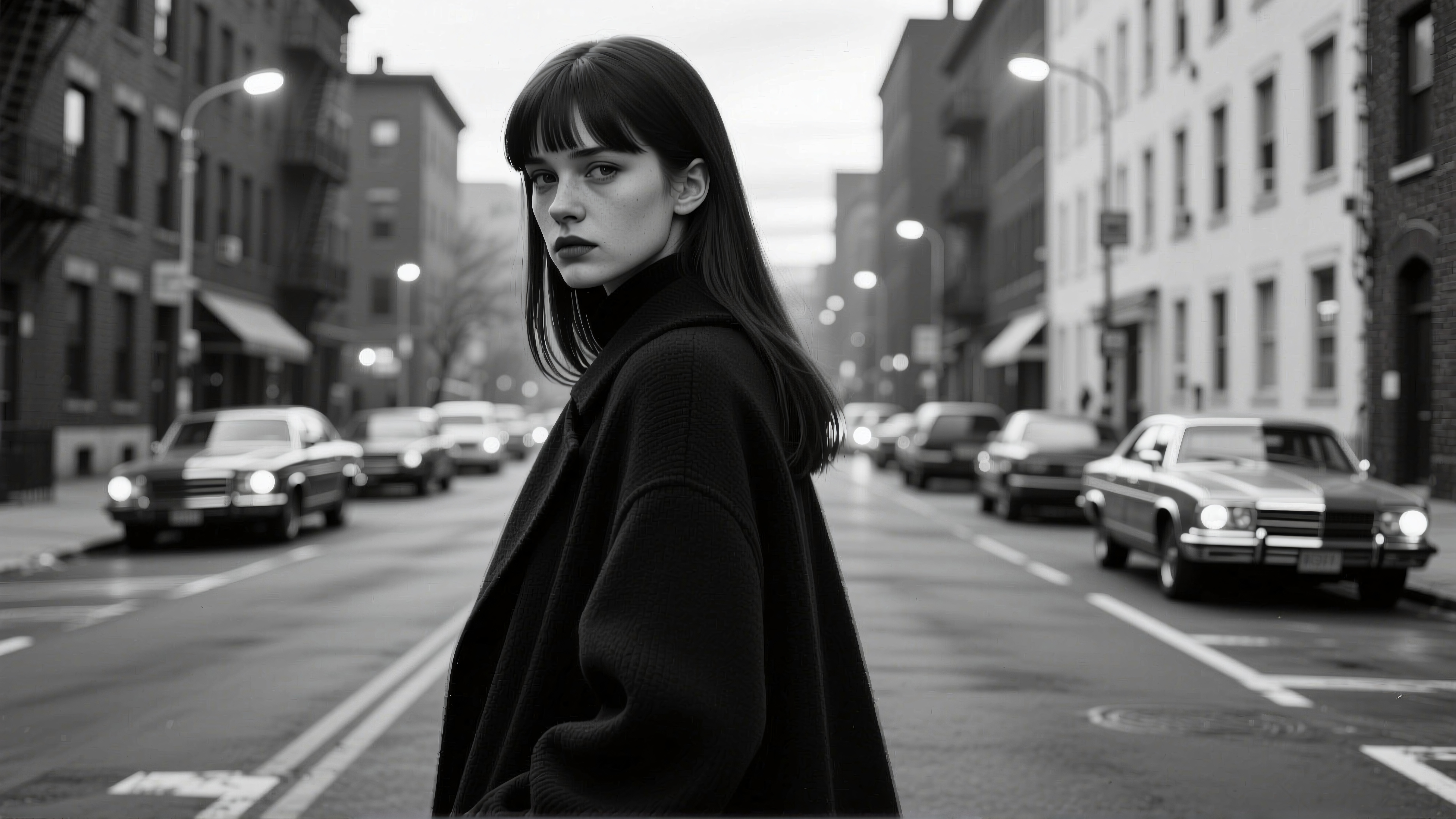 Urban Street Scene in Black