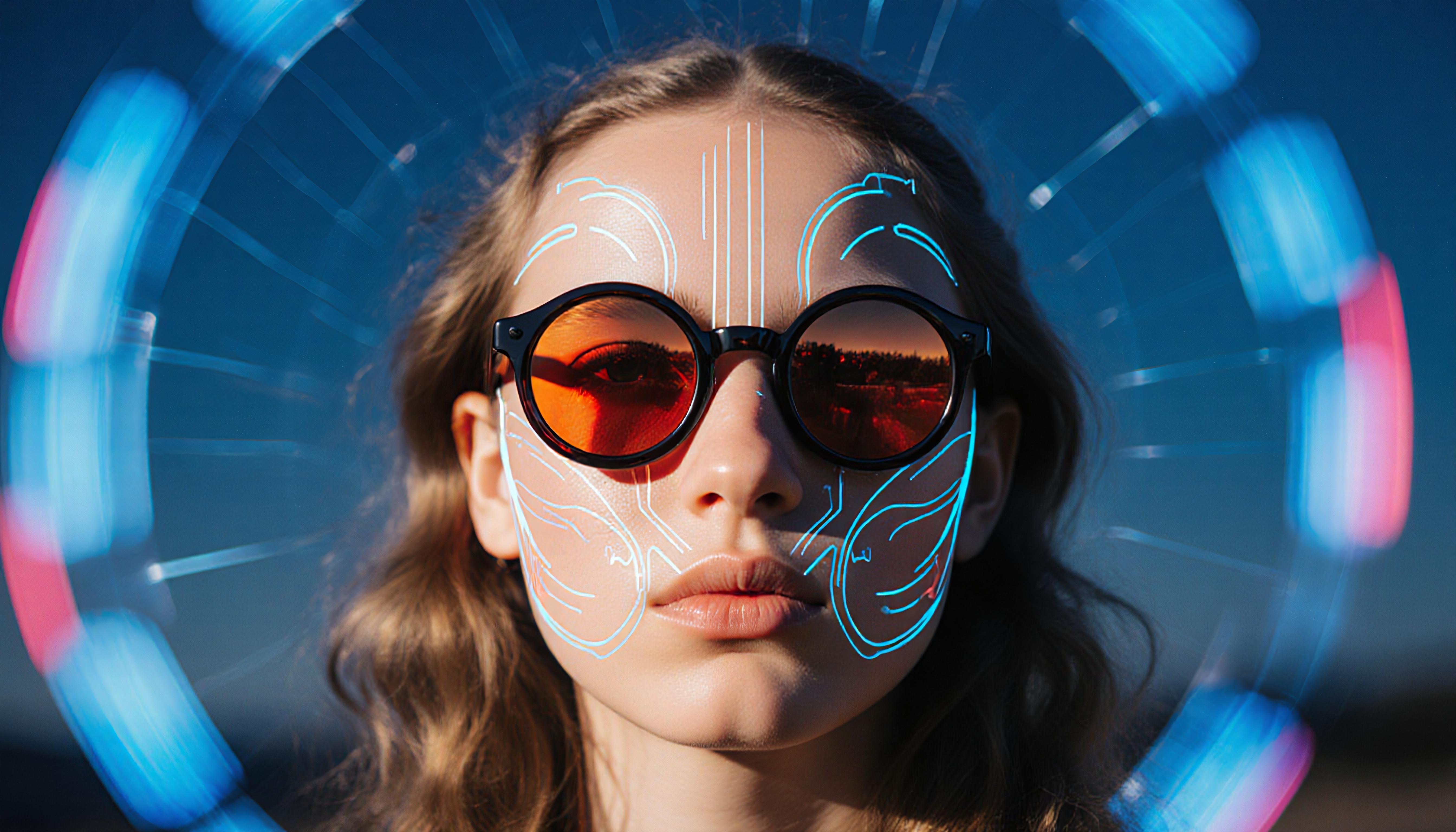 Futuristic Woman with Neon Aura