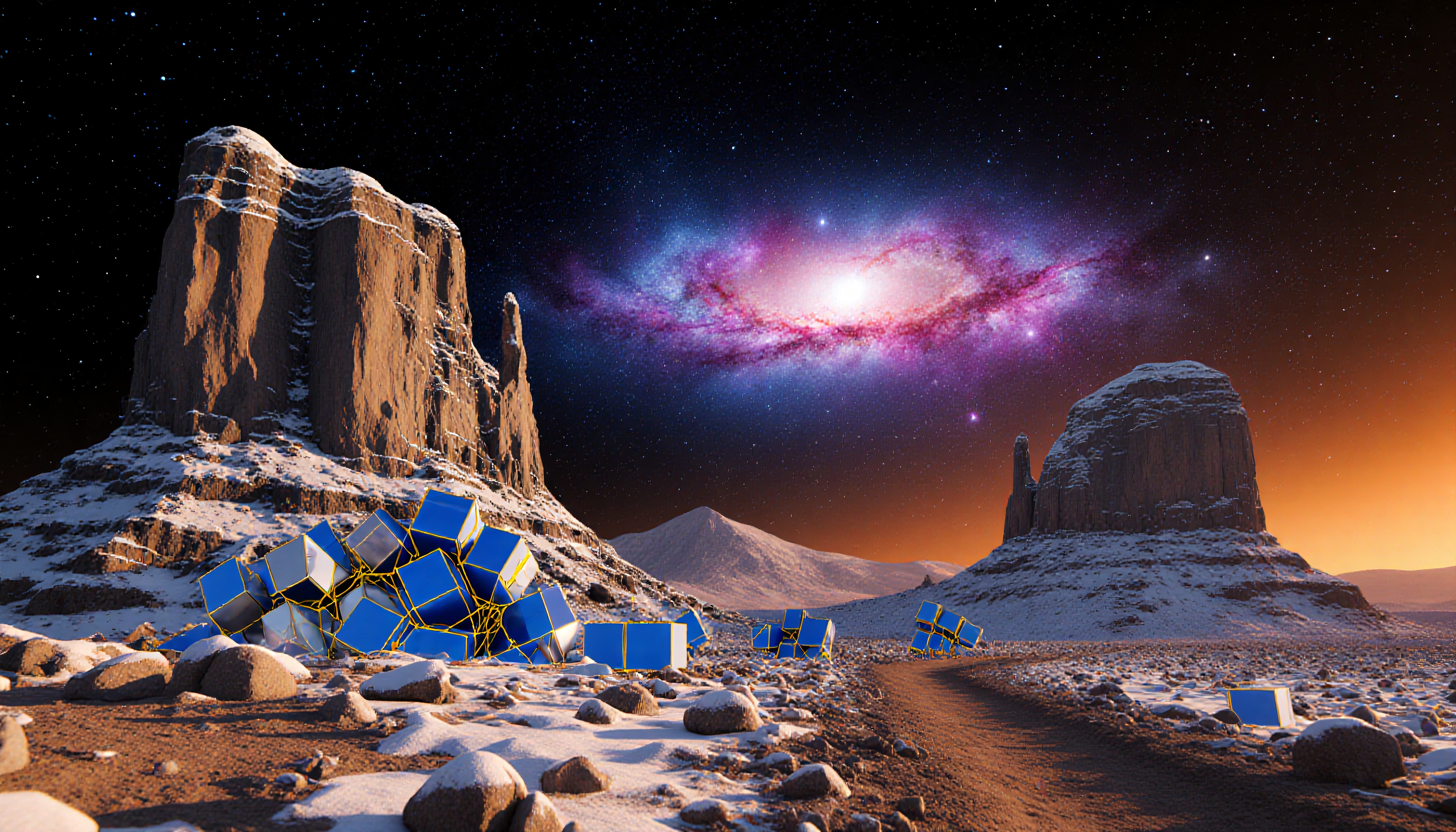 Cubes under Cosmic Desert Sky