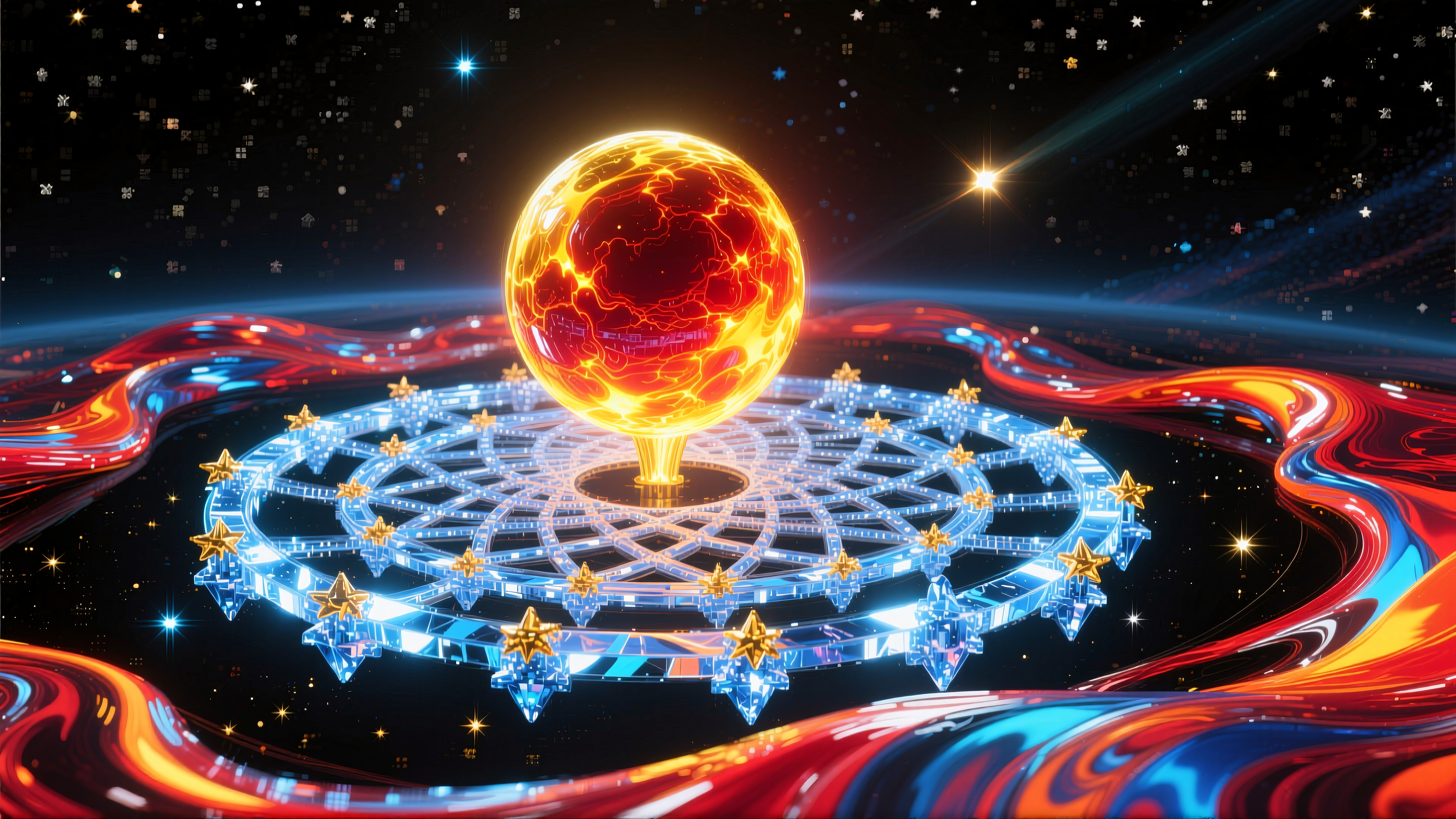 Global Connectivity and Innovation: Futuristic Earth Sphere over