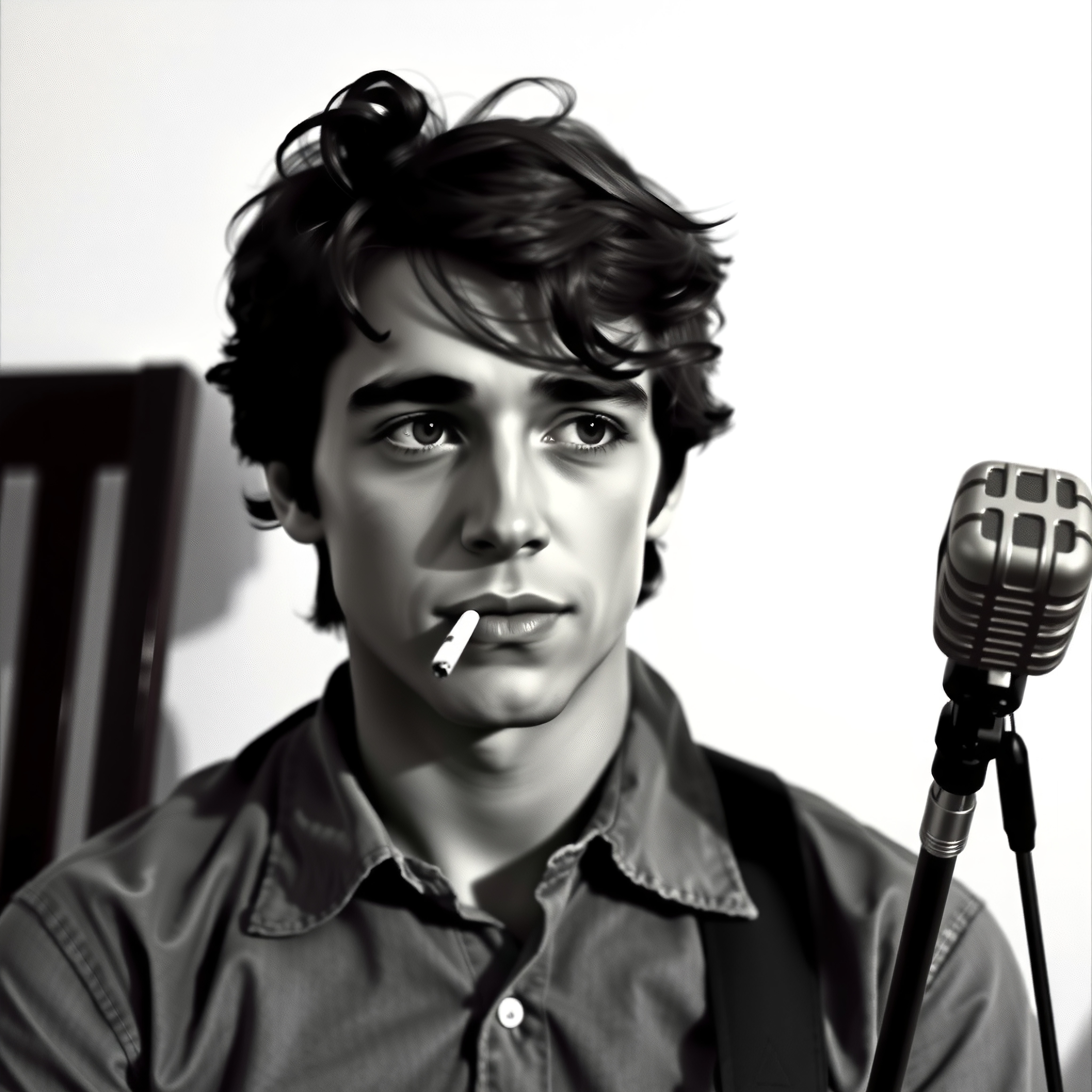 Musing Musician in Black and White