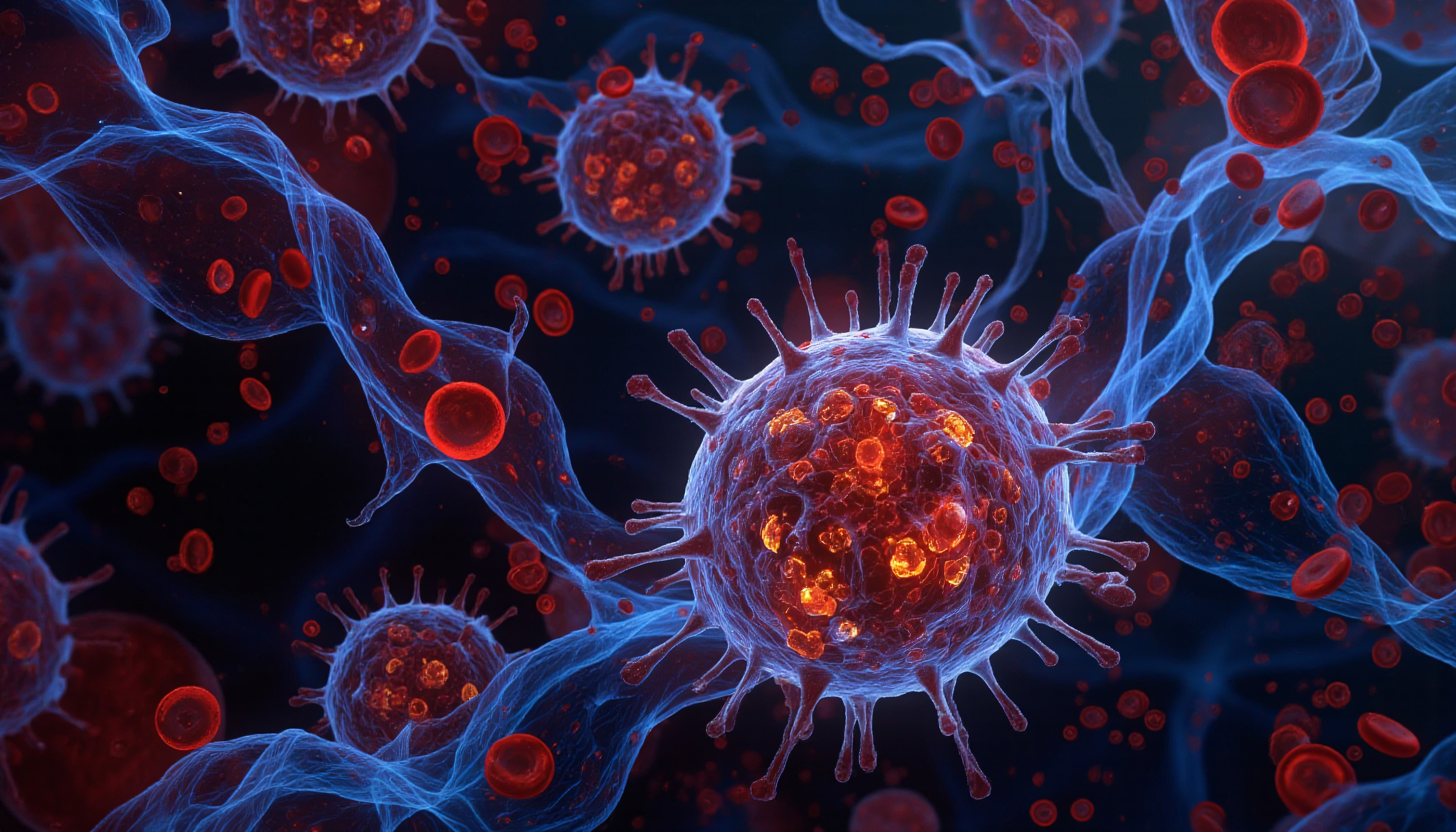 Abstract Biomedical Visualization of Viruses and Cell Interactio