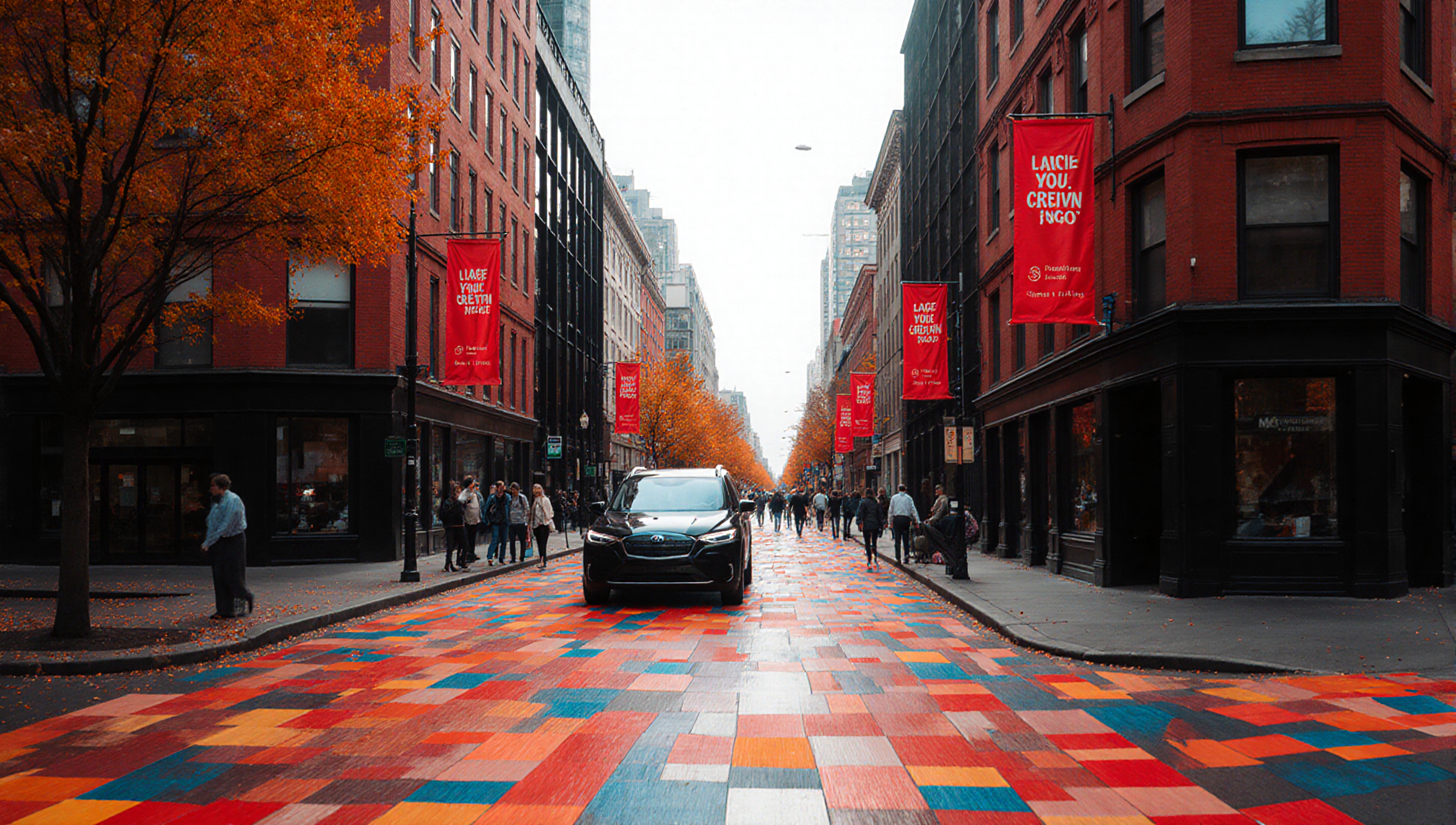 Colorful Street Scene in Autumn