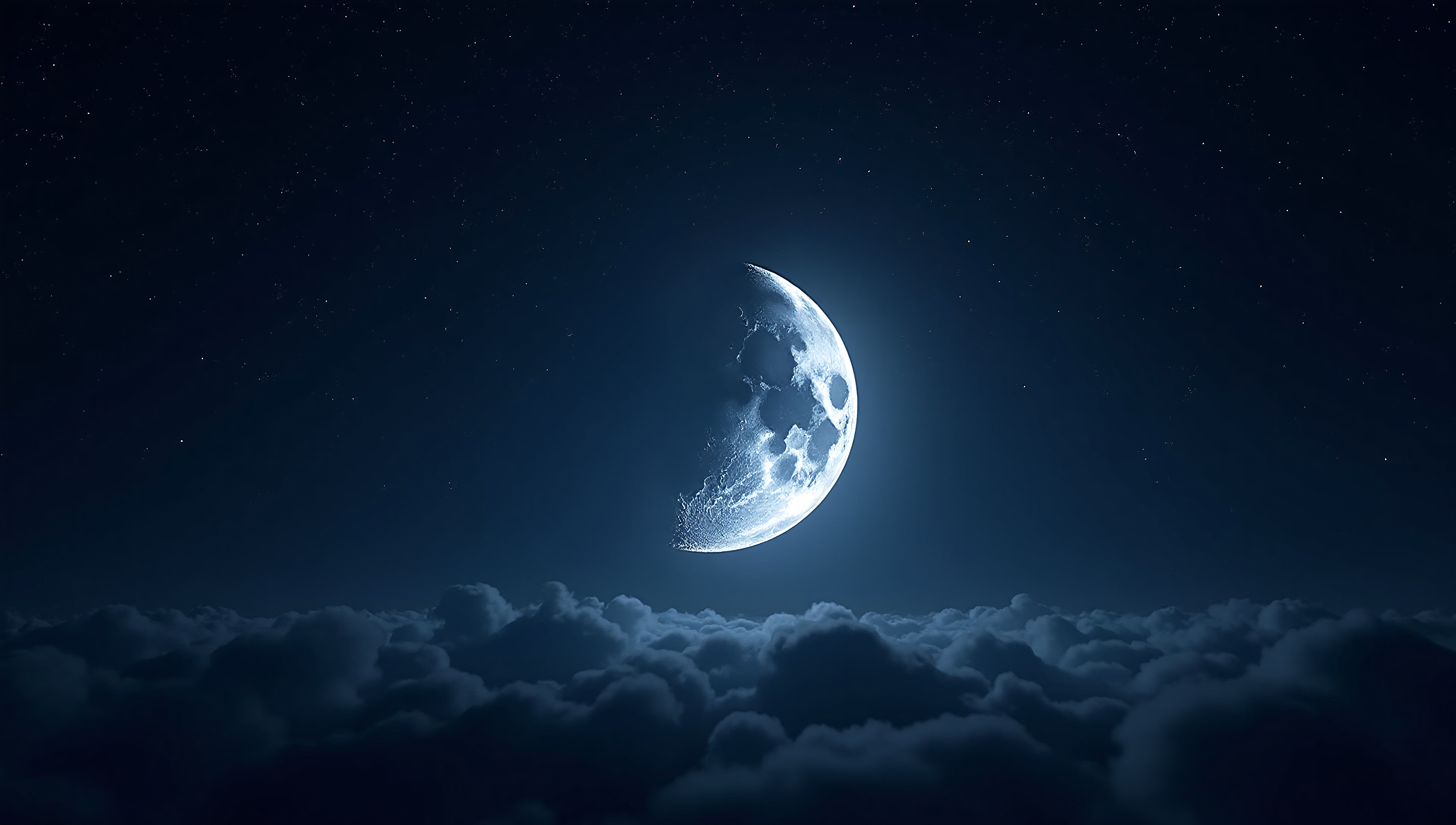 Moon Illuminates a Starry Night