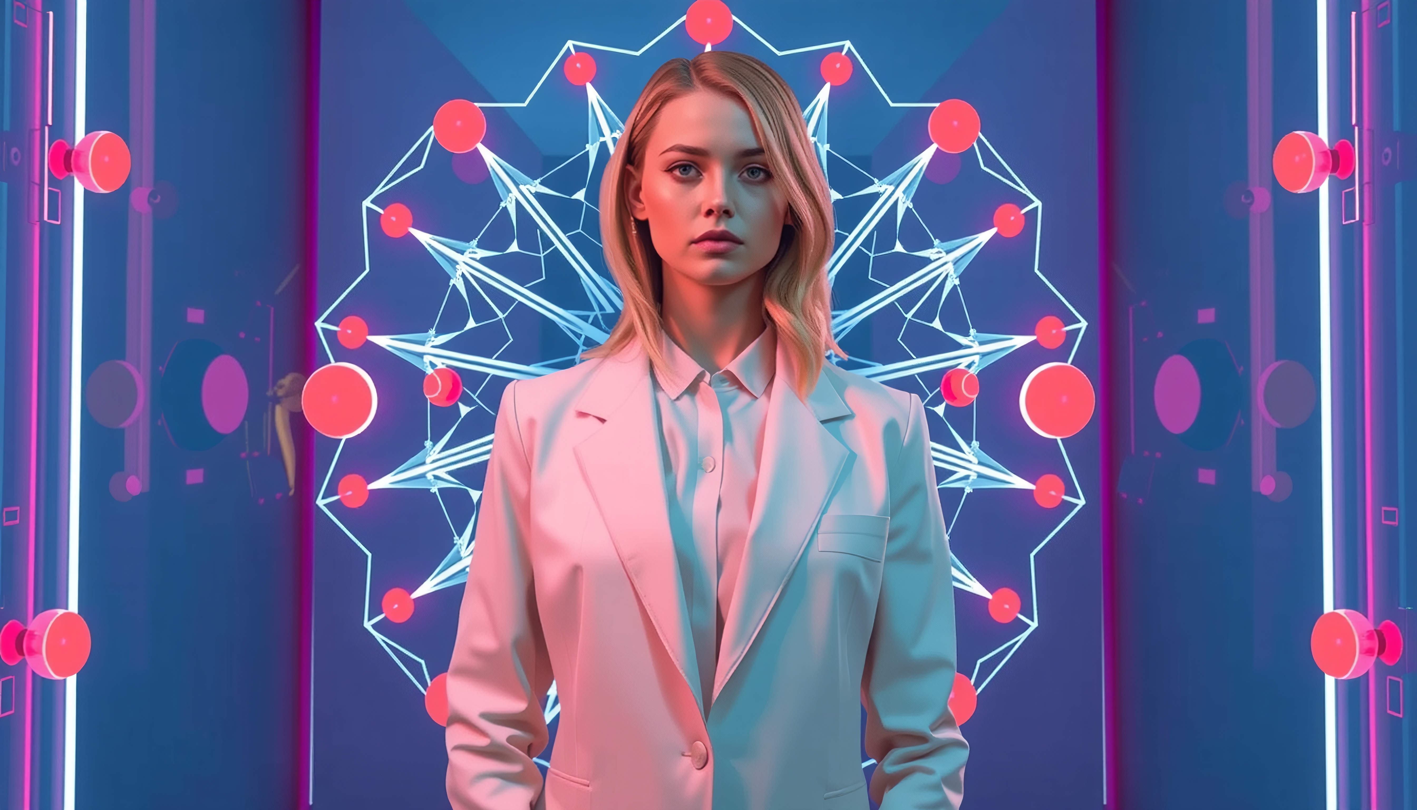 Futuristic Lab with Neon Networks