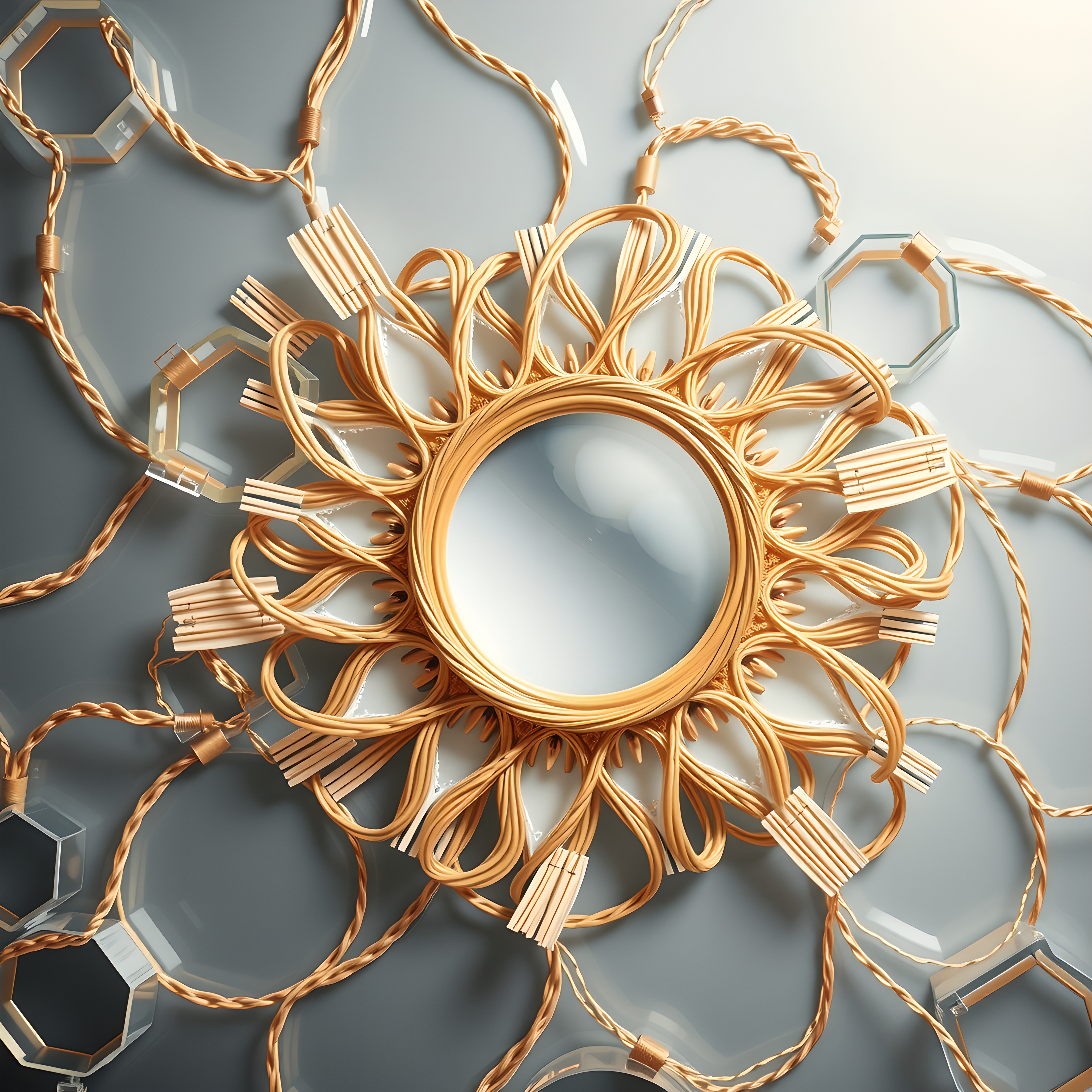 Intricate golden design with circular centerpiece.