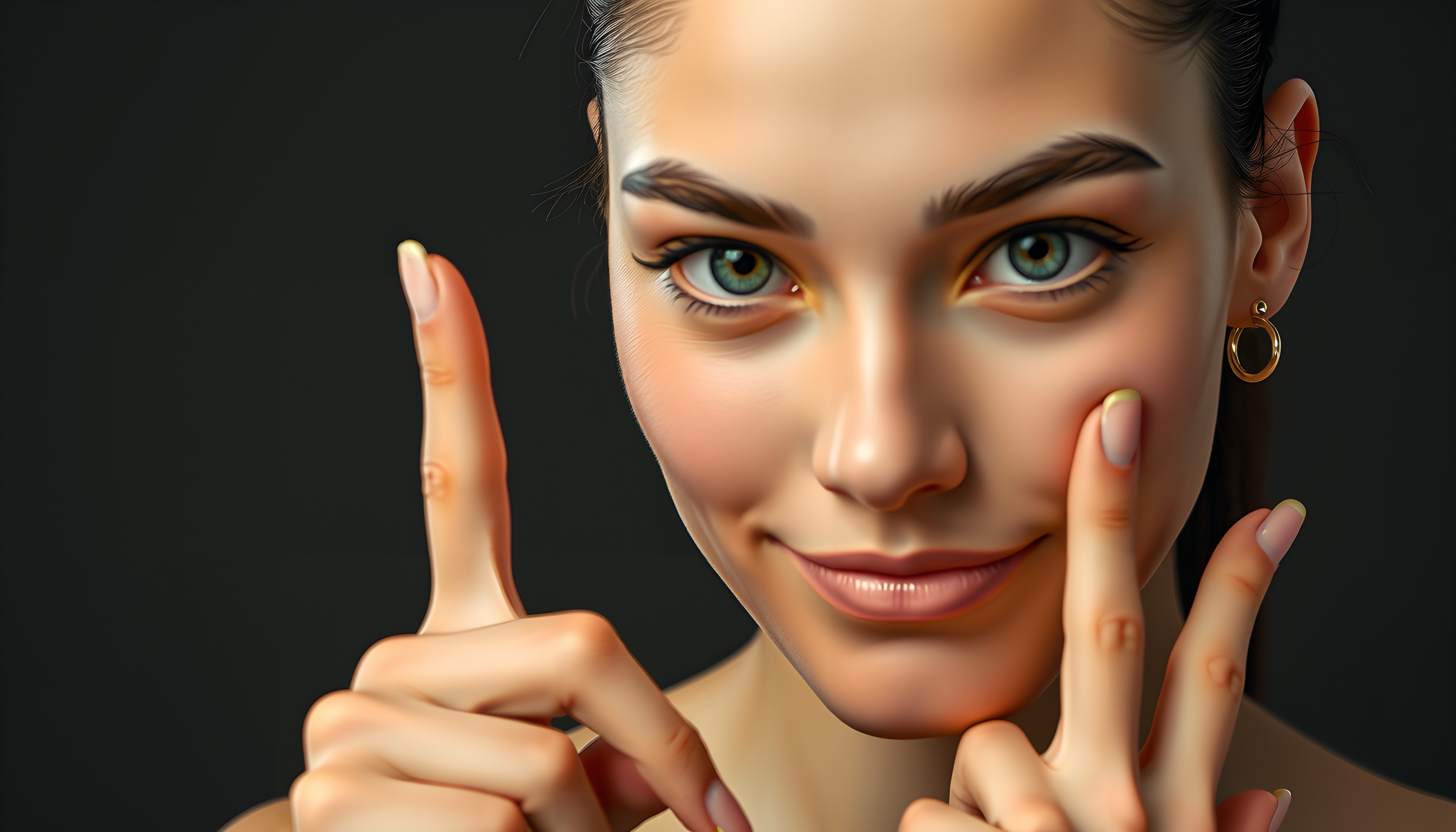 Playful Gesture Captivating Eyes