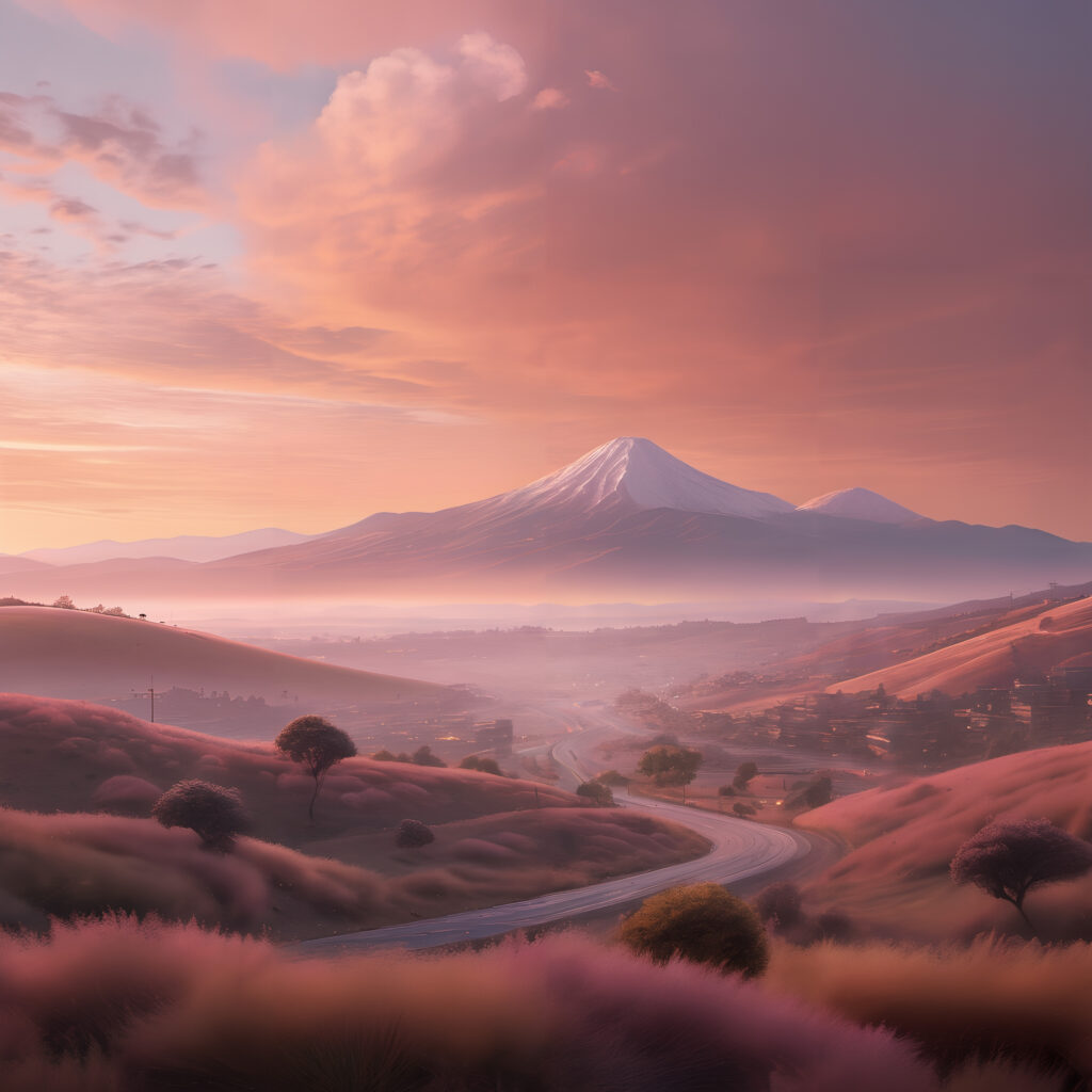 Sunset Over Snow-Capped Mountain