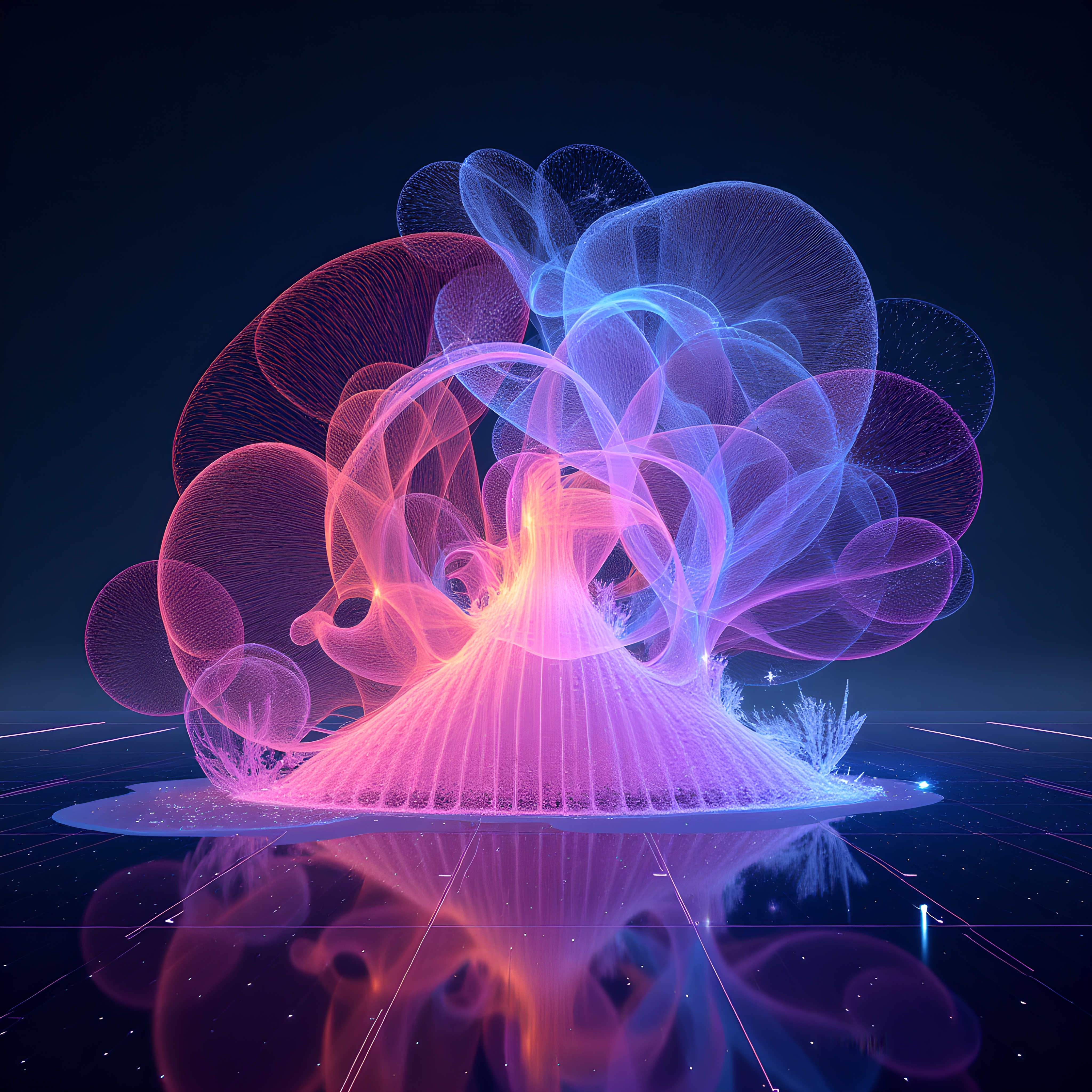 Glowing Abstract Futuristic Digital Sculpture