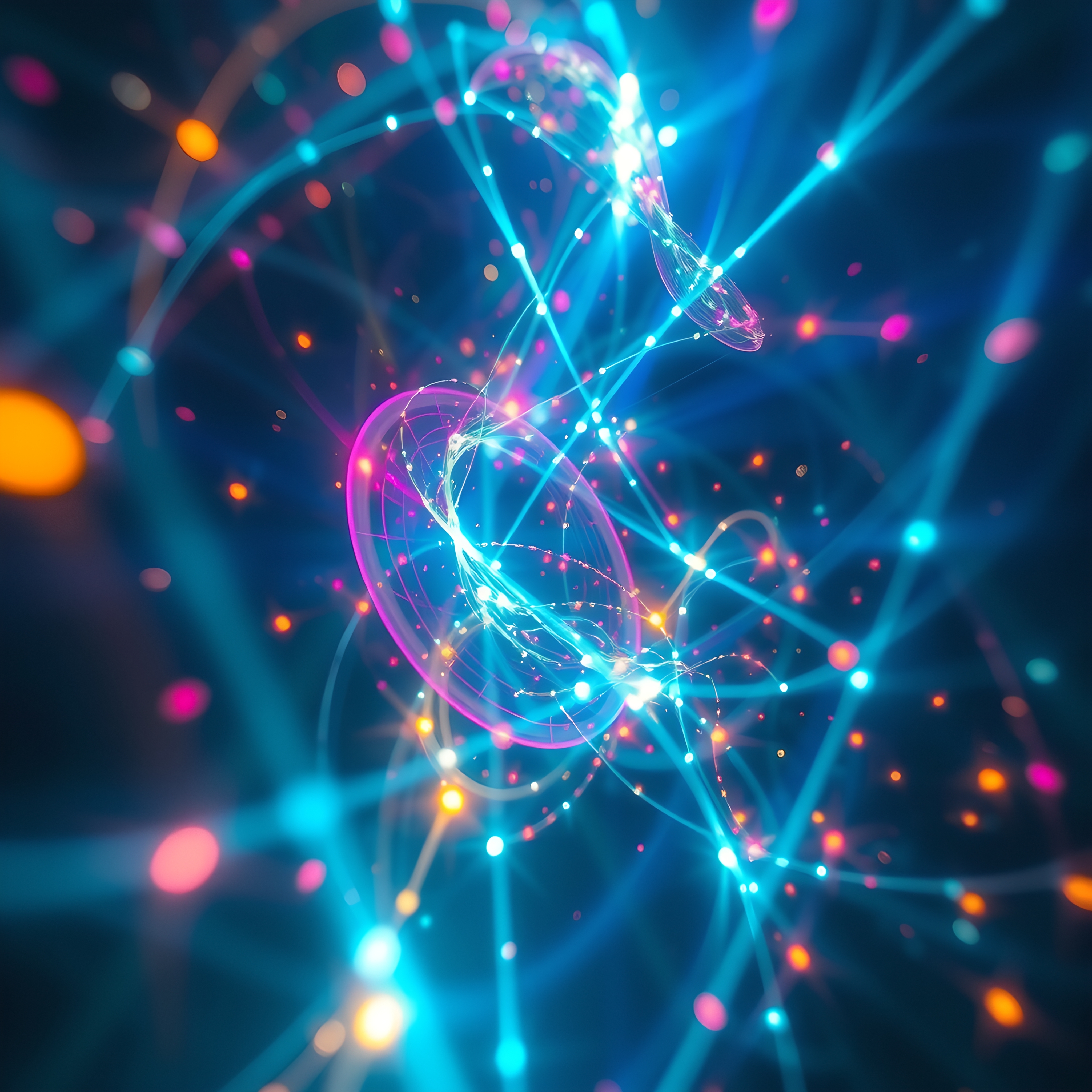Digital Neon Lights Abstract Art