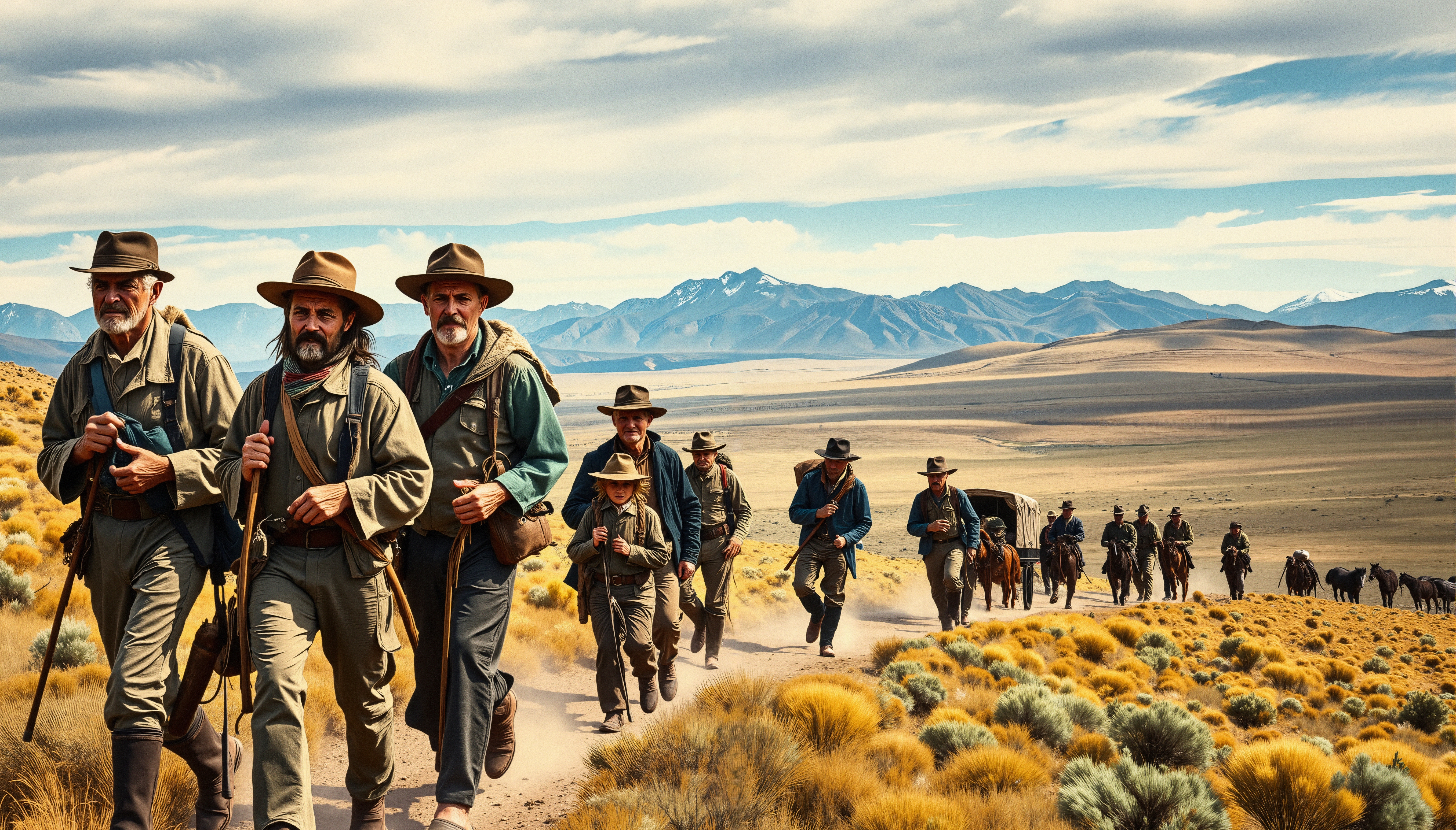 American Frontier Travel Group Walking Along Dusty Desert Trail