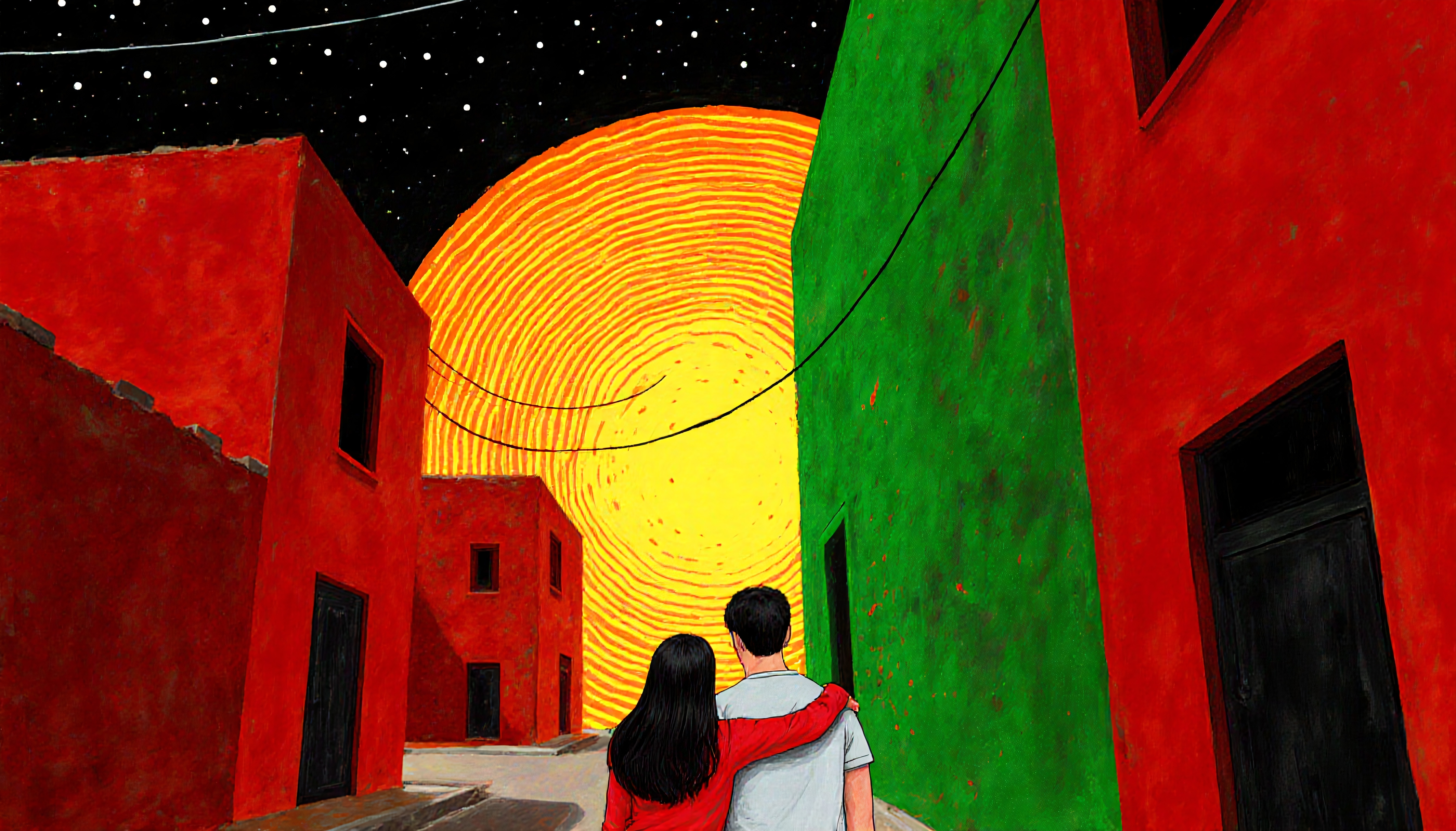 Couple Gazes at Enormous Sun