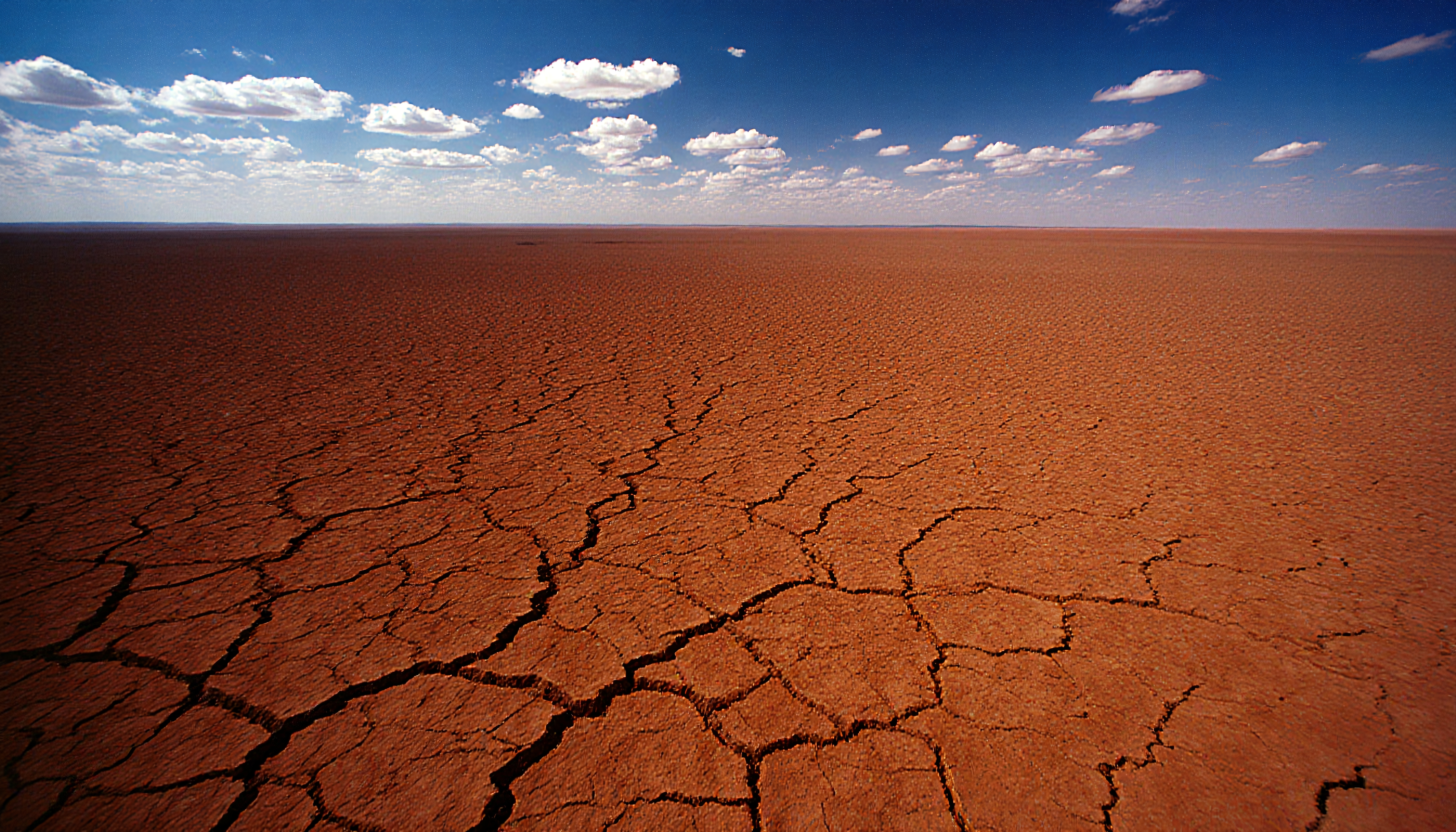 Cracked Desert Earth under Sky
