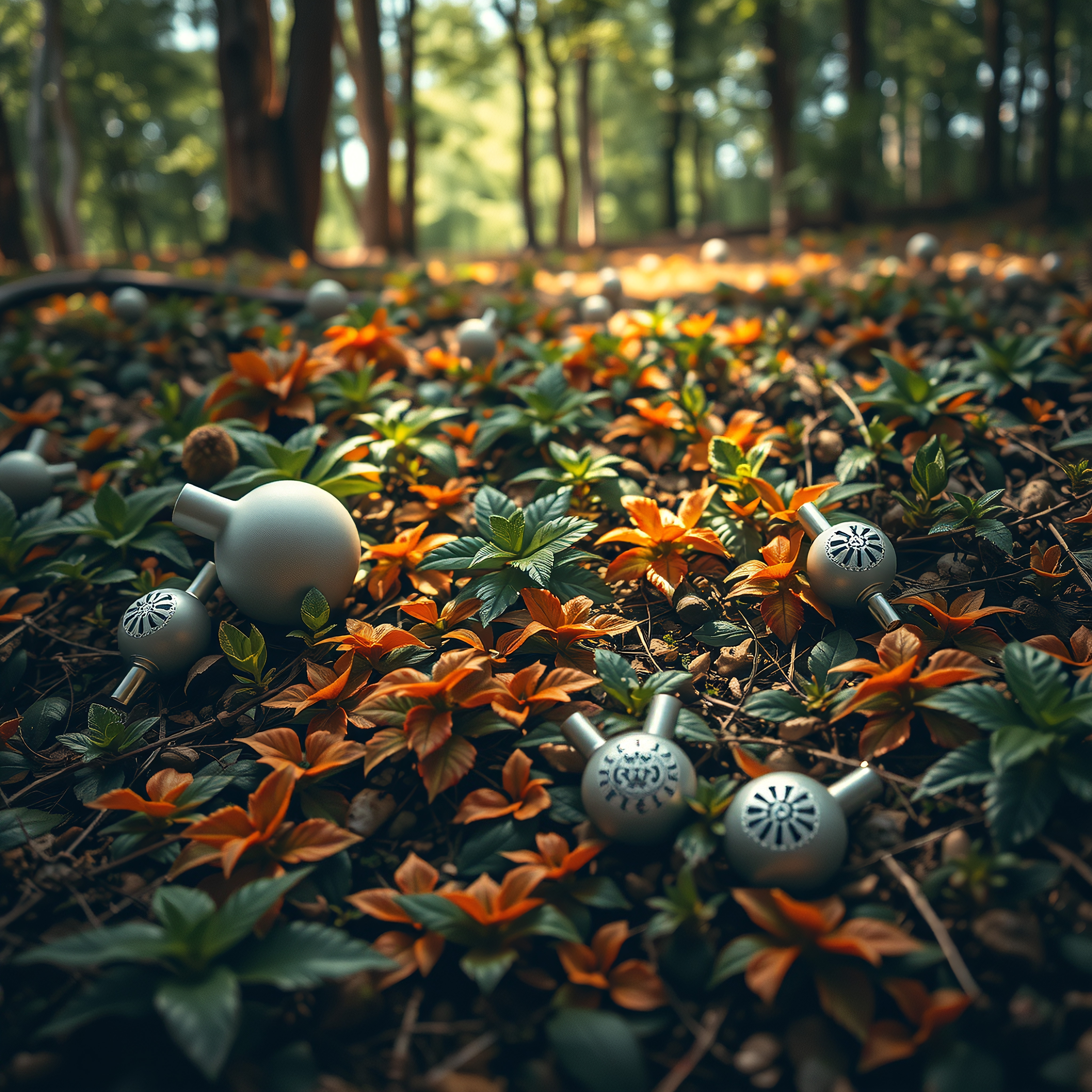 Mystical Devices Amidst Forest Floor