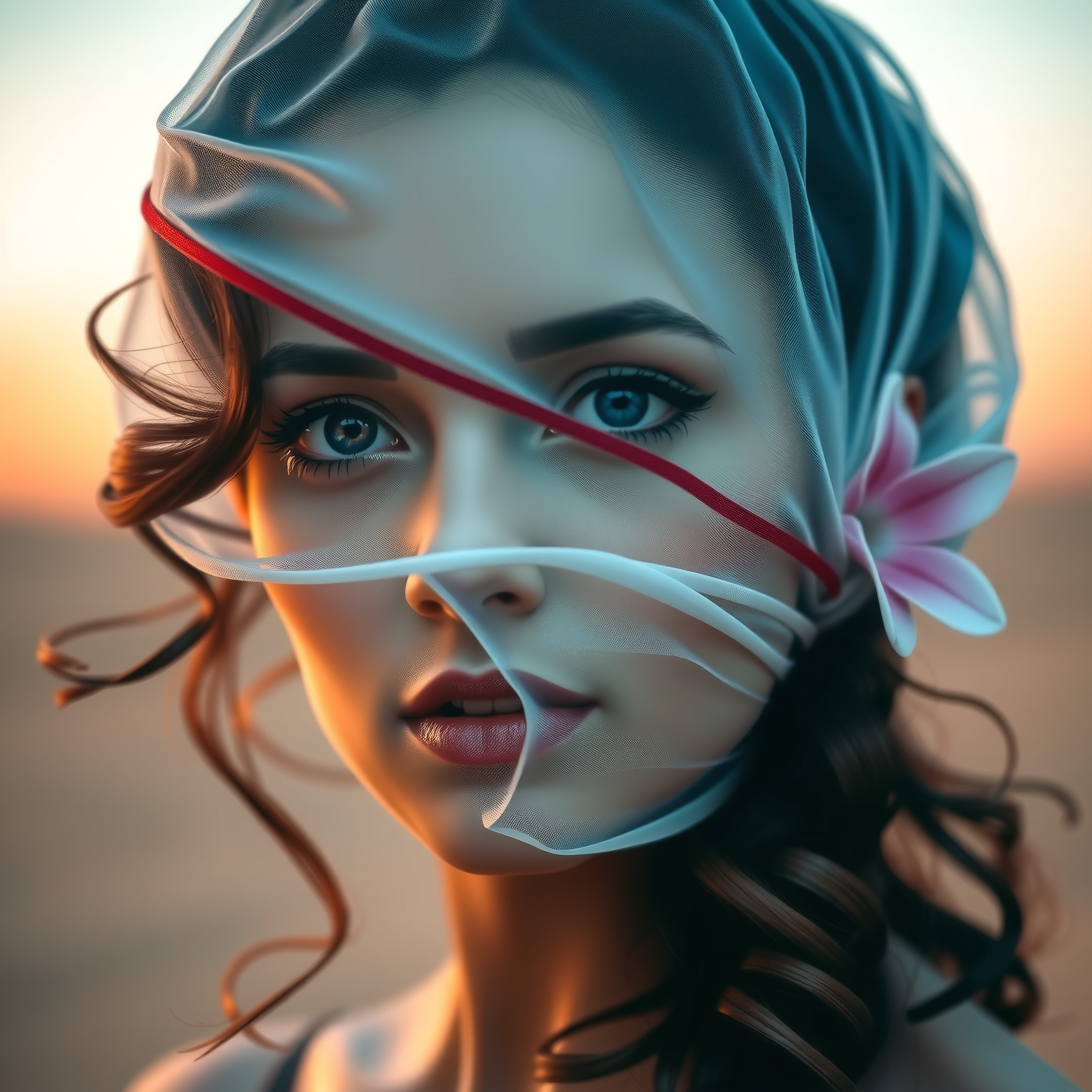 Enigmatic Woman in Gentle Veil