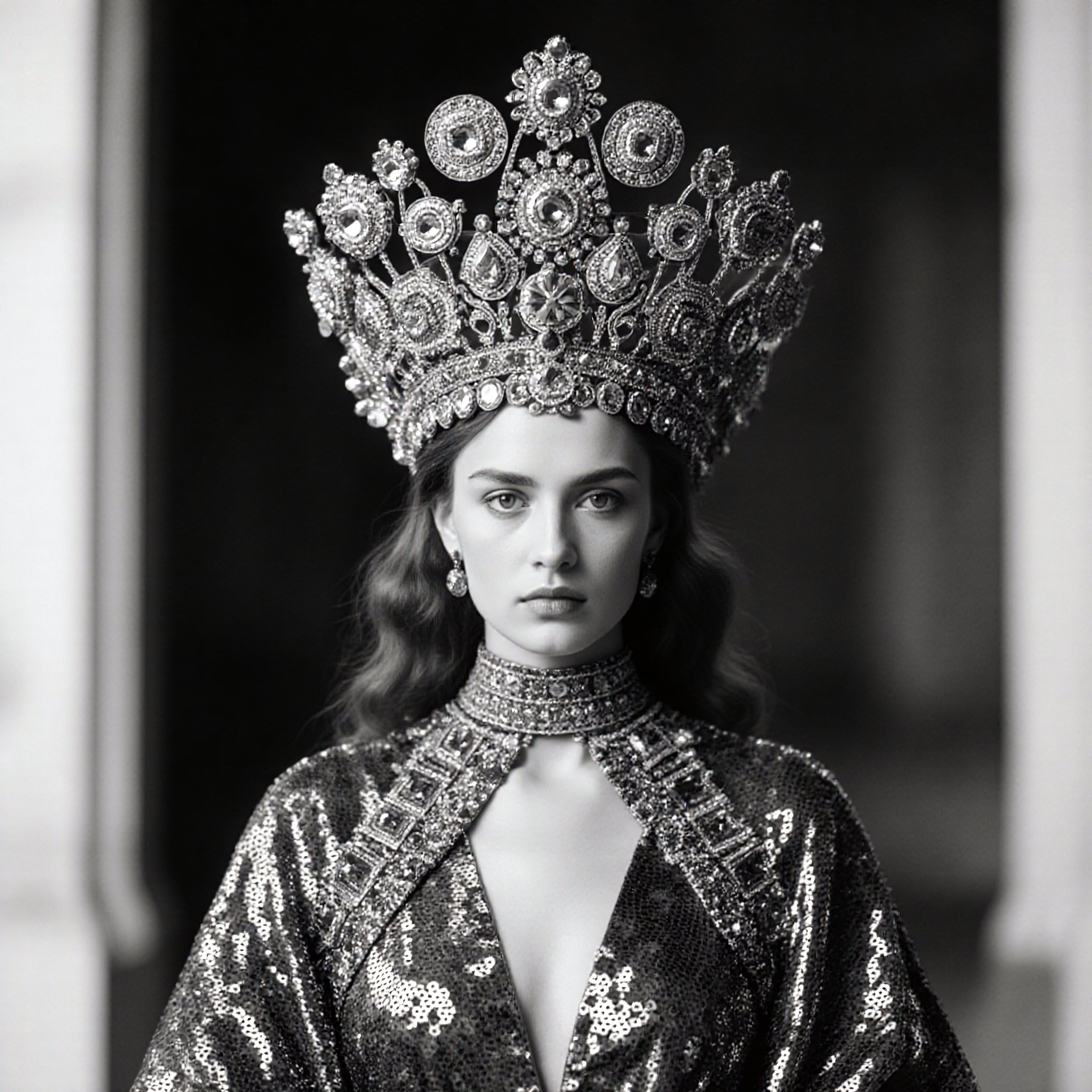 Majestic Crowned Woman Portrait