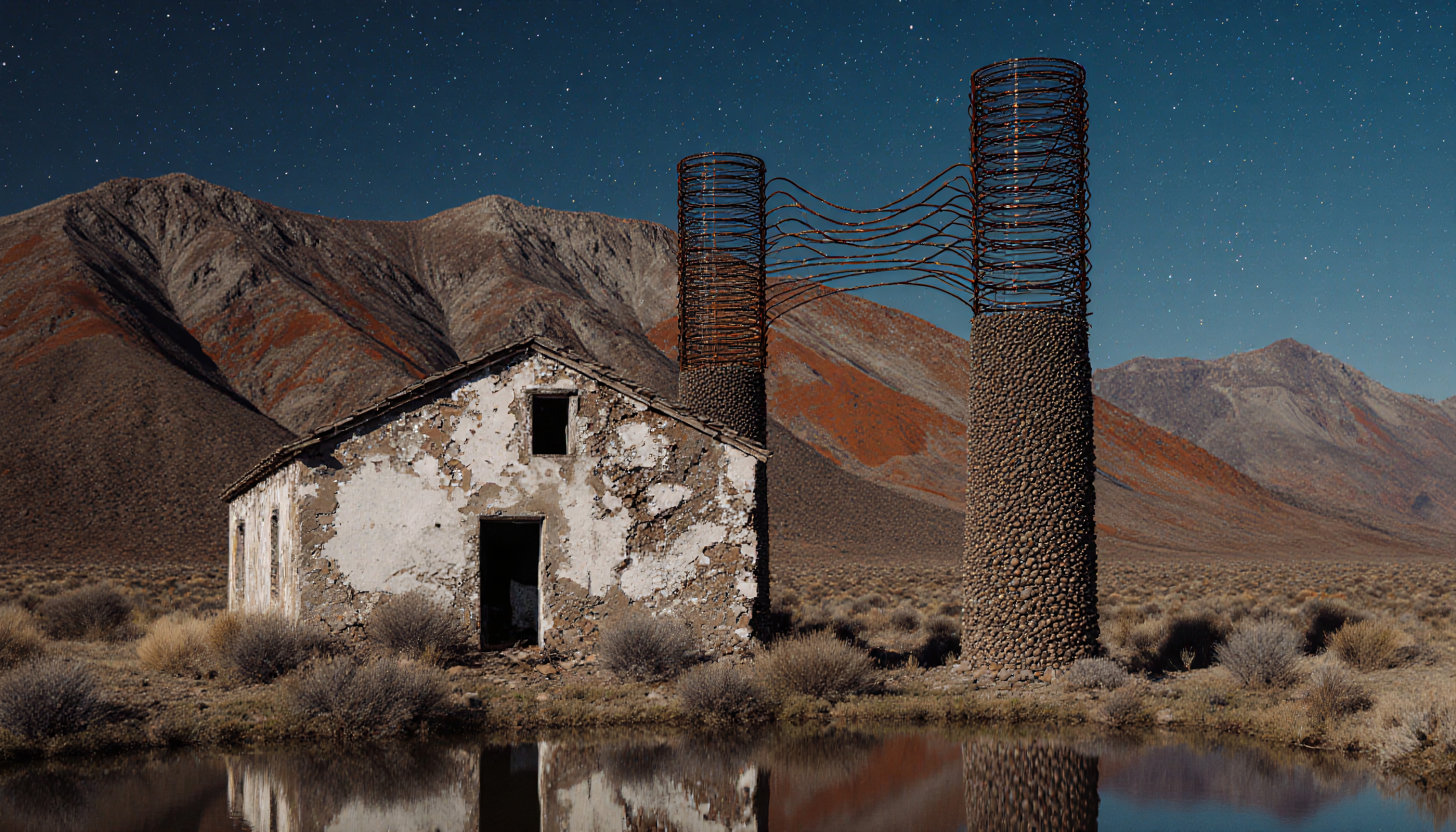 Abandoned Desert Nightscape Scene