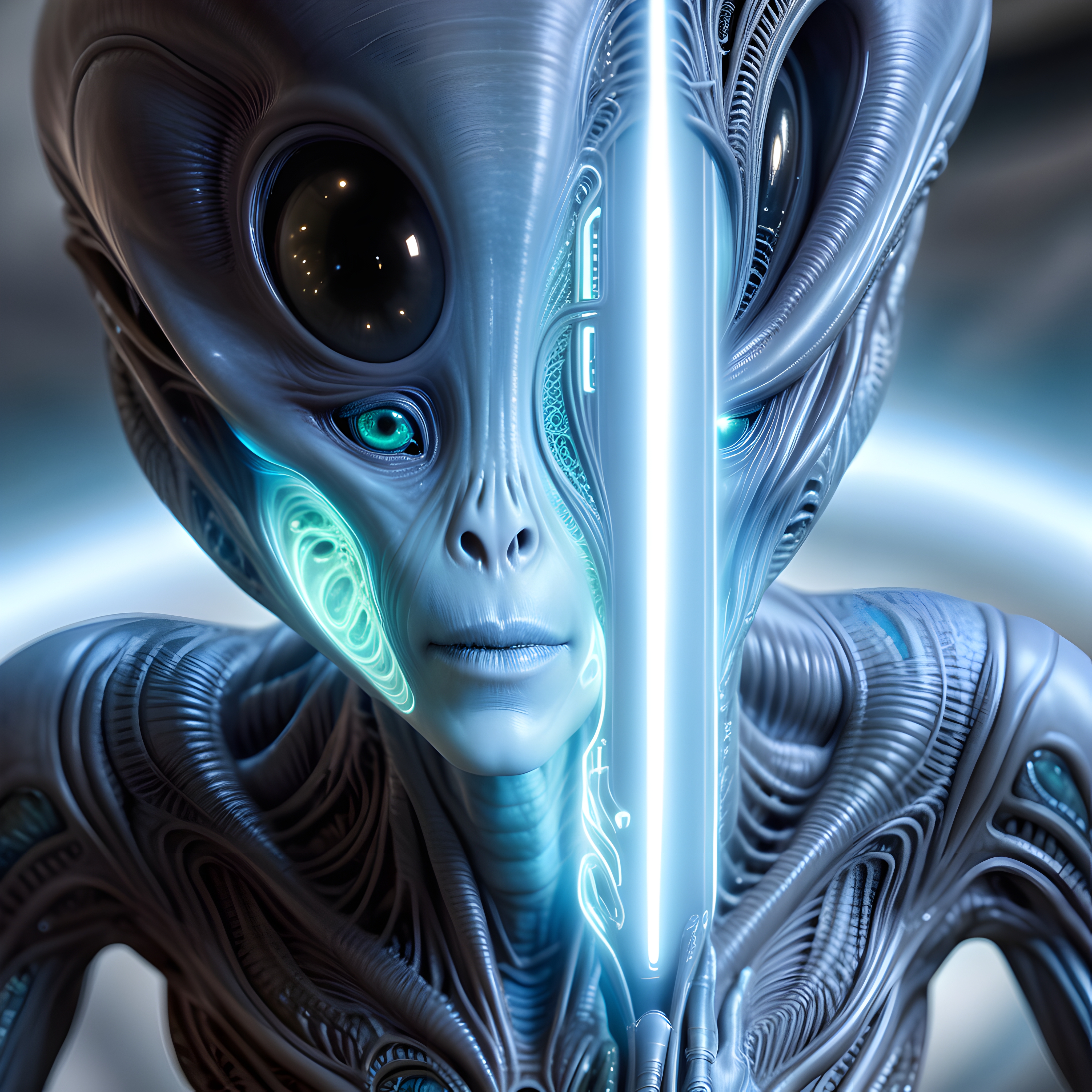 Sci-Fi Cyborg Headshot: Advanced AI Android with Futuristic Glow