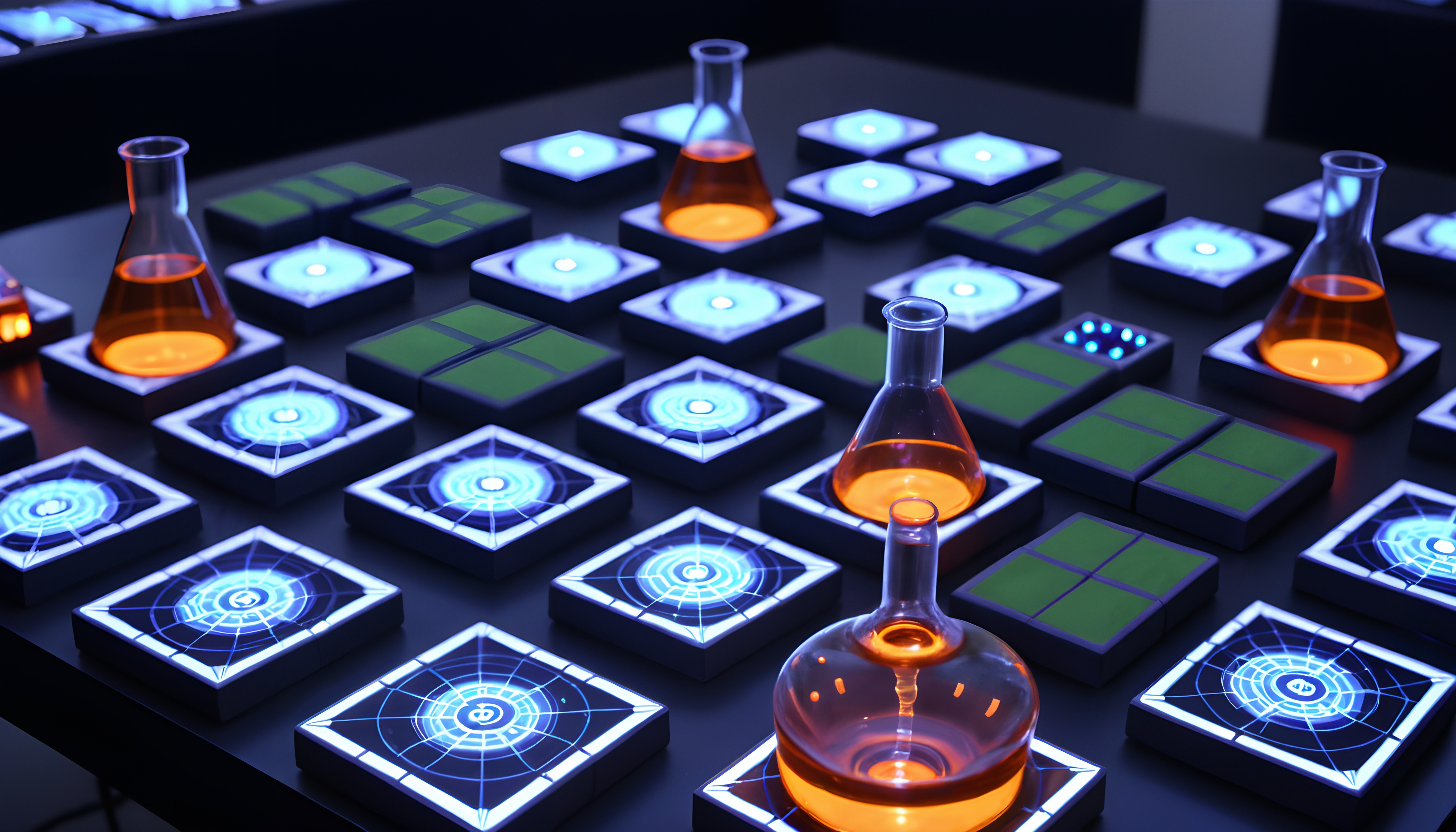 Futuristic Laboratory Setup with Illuminated Scientific Equipmen