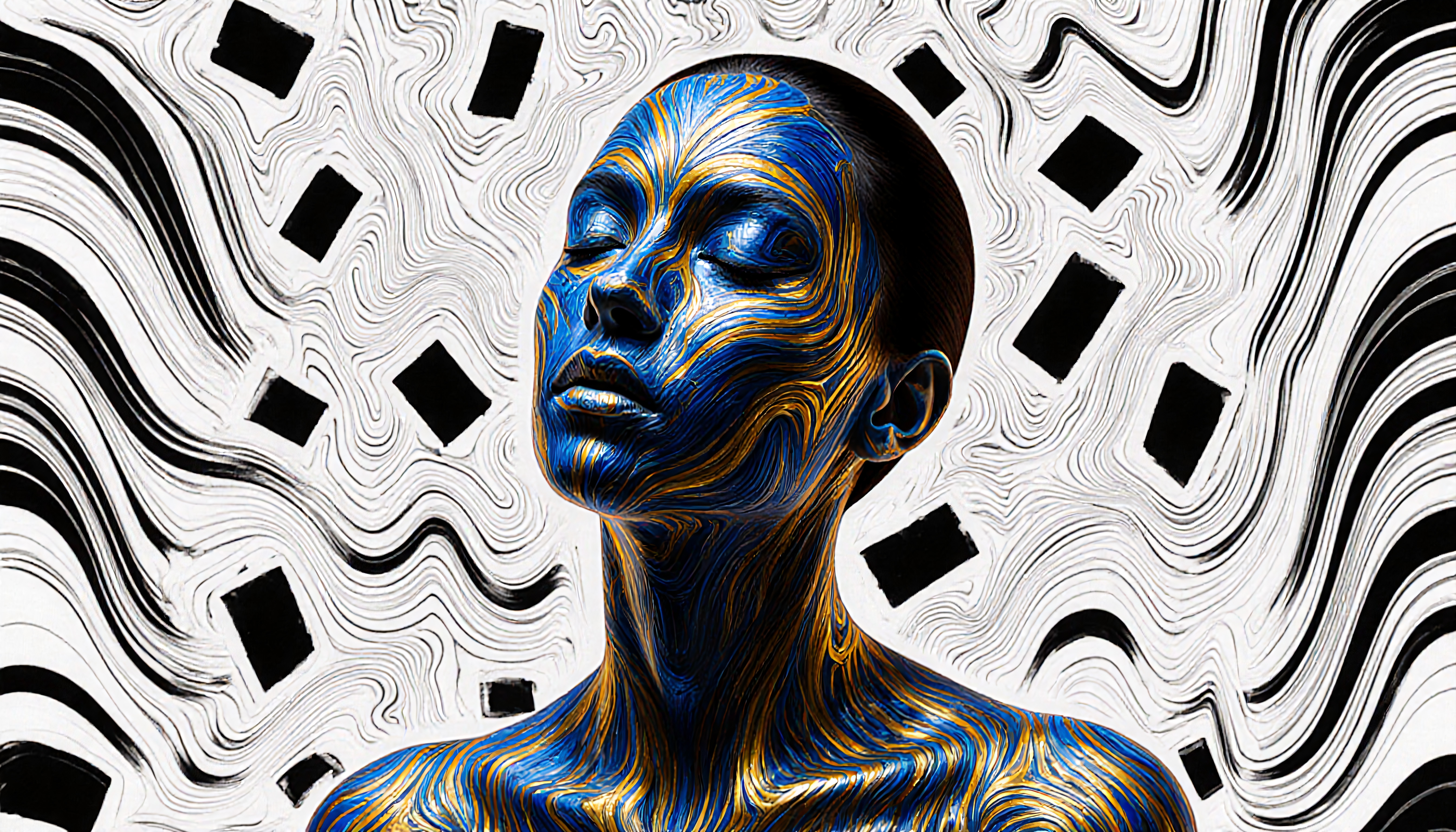 Abstract Portrait in Colorful Patterns