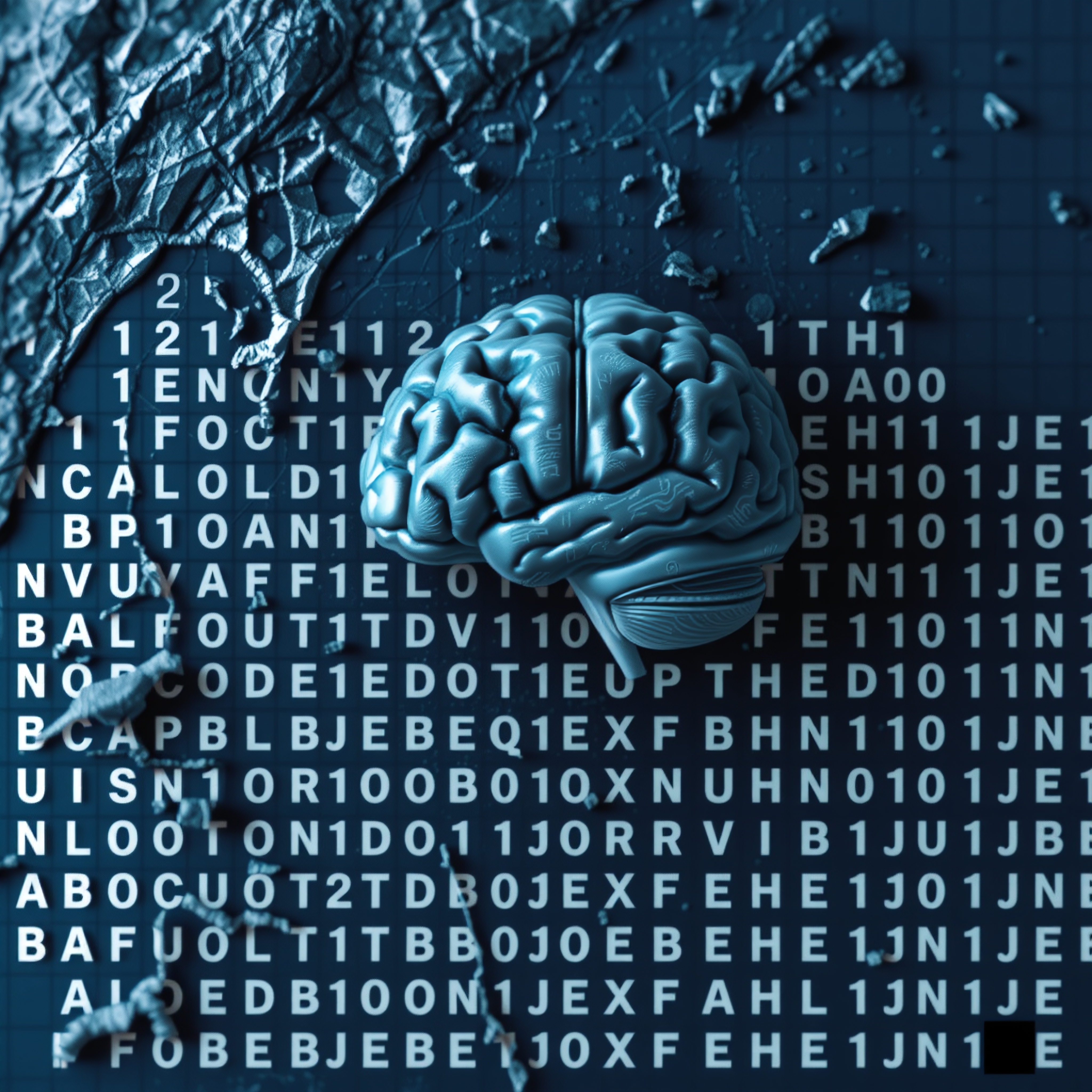 A human brain with binary code background, suggesting a fusion of technology and neuroscience.