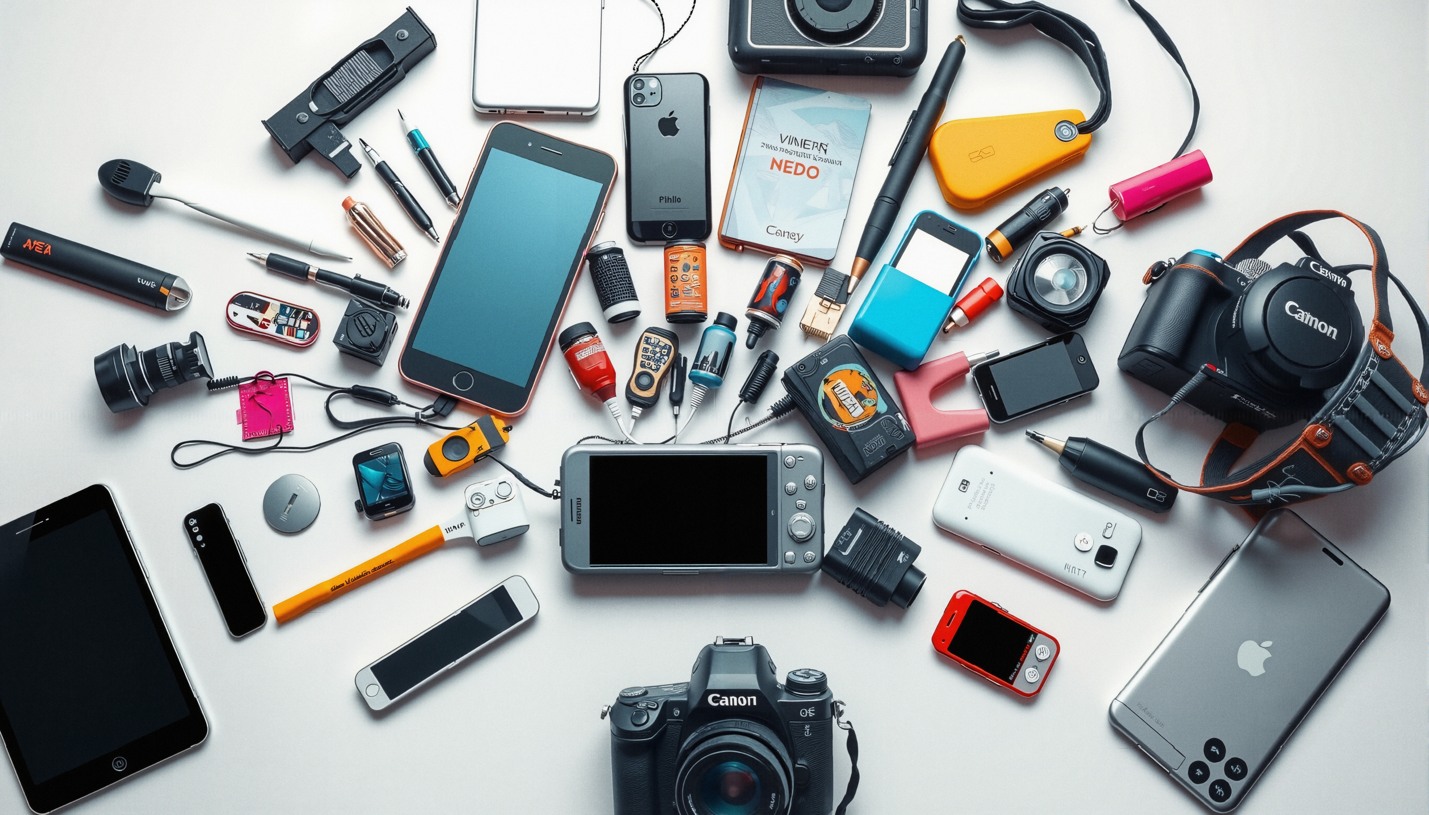 Assorted Gadgets on Display Table