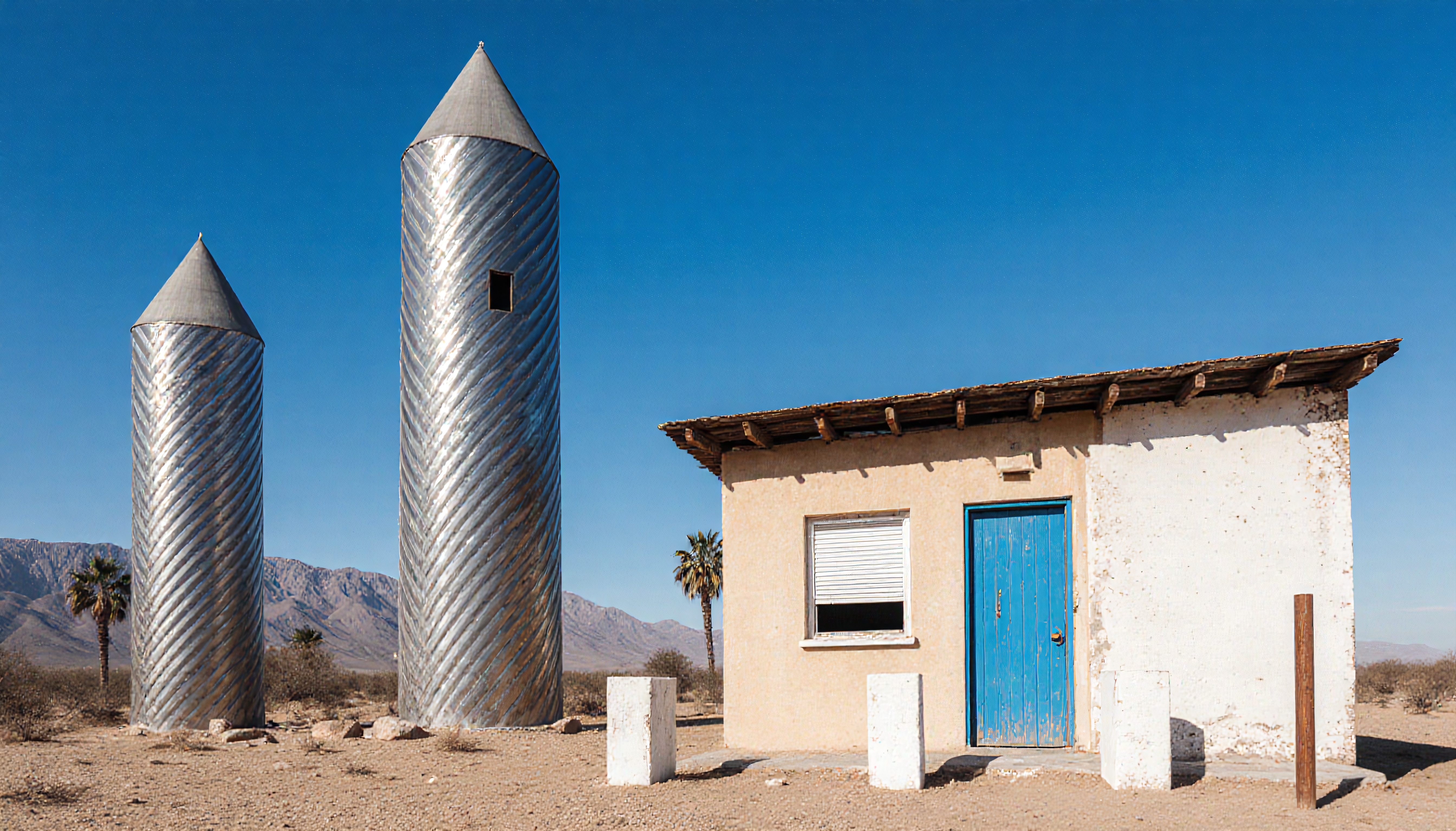 Desert Silos and Rustic Building