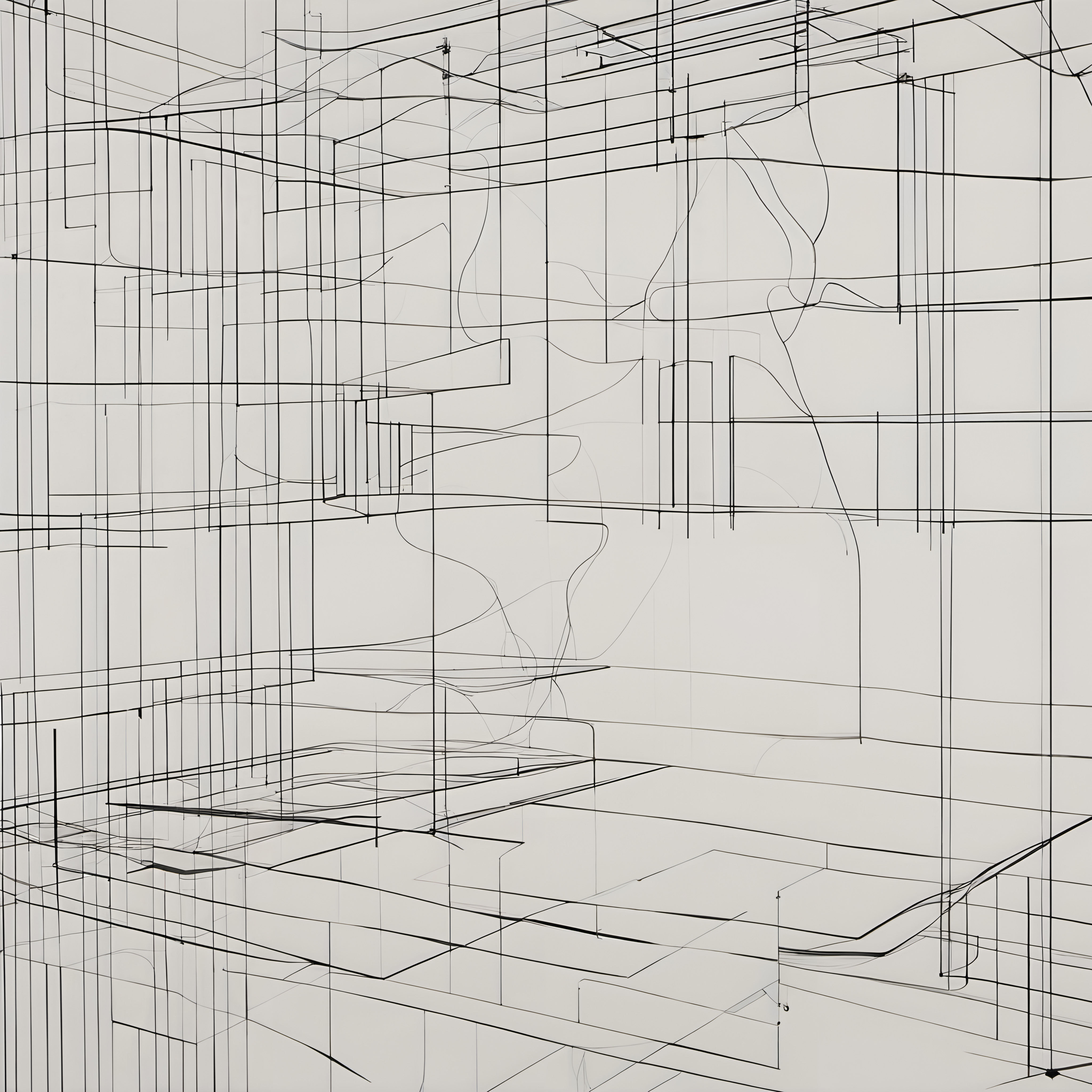 Abstract Architectural Line Drawing Sketch