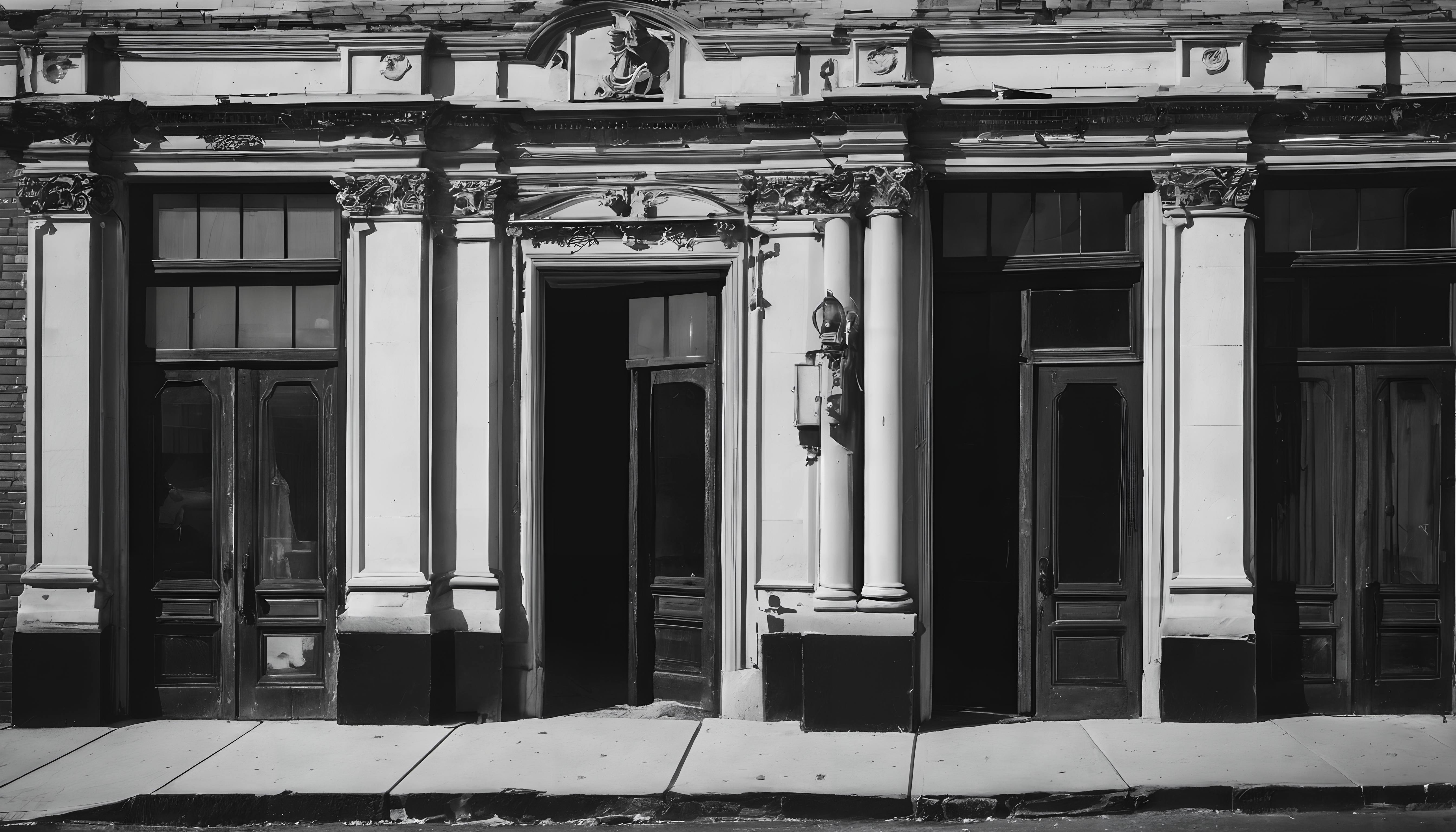 A historical building facade with ornate detailing.