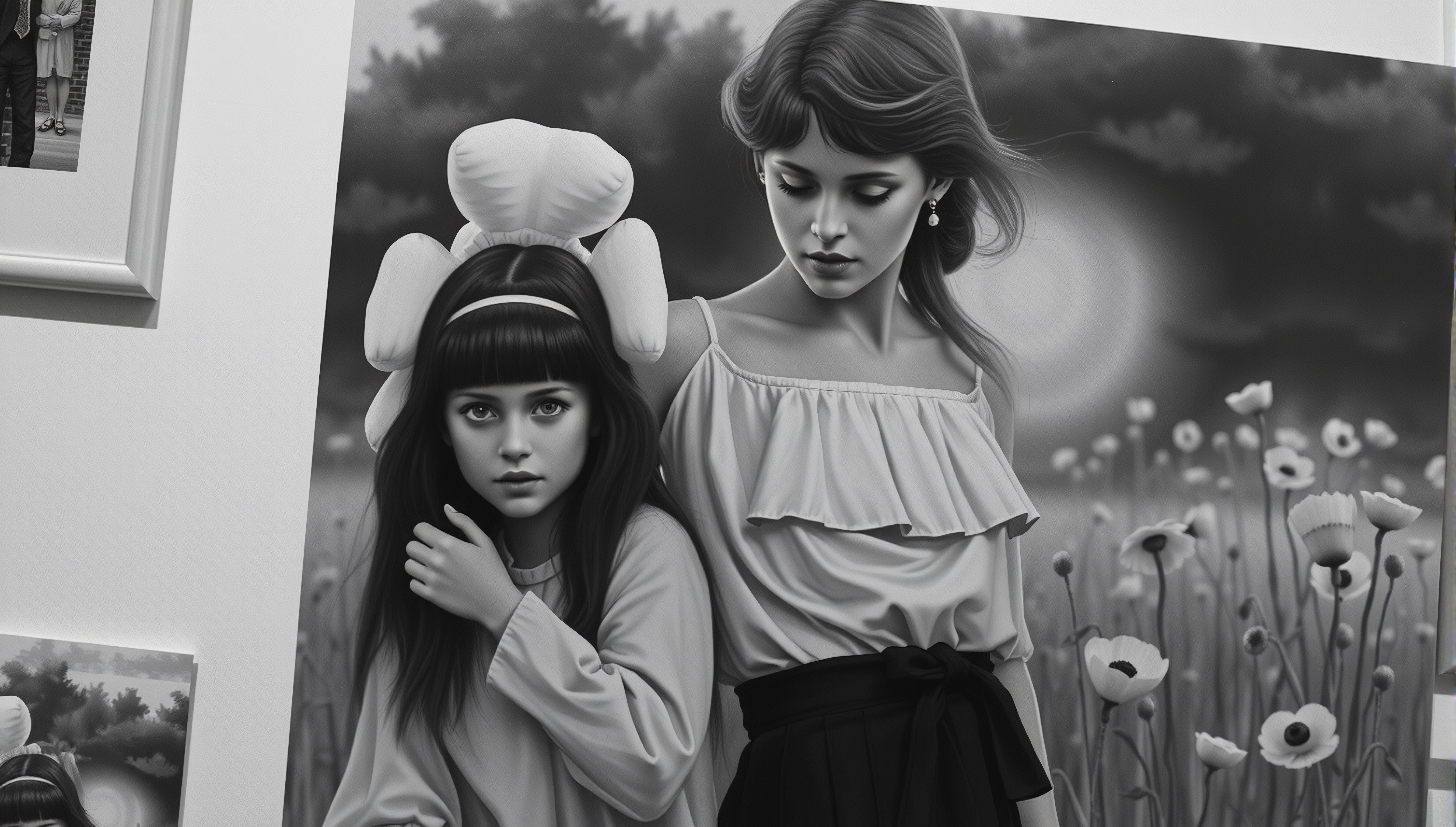 Enigmatic Women in Poppy Field