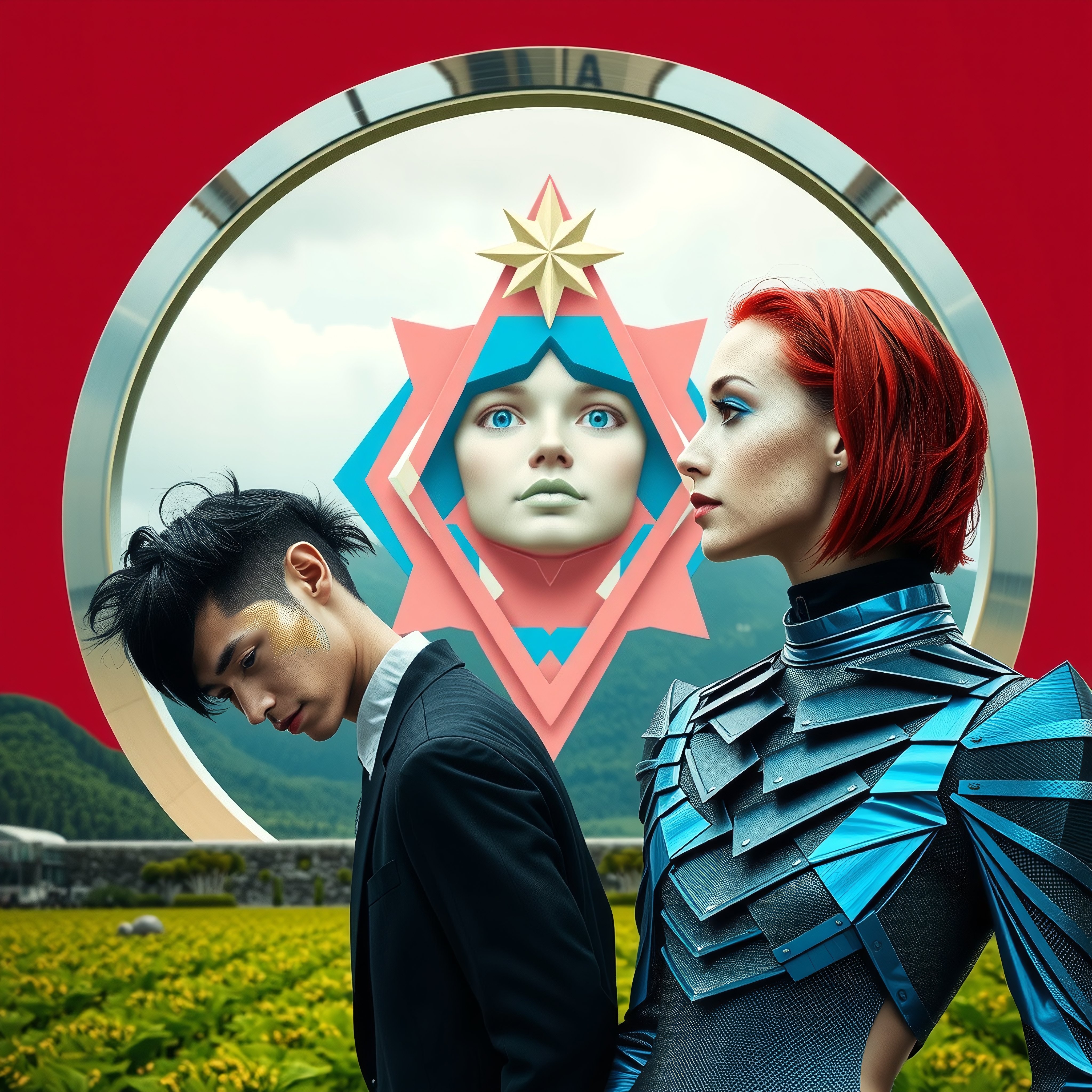 Futuristic individuals in bold surreal fashion.