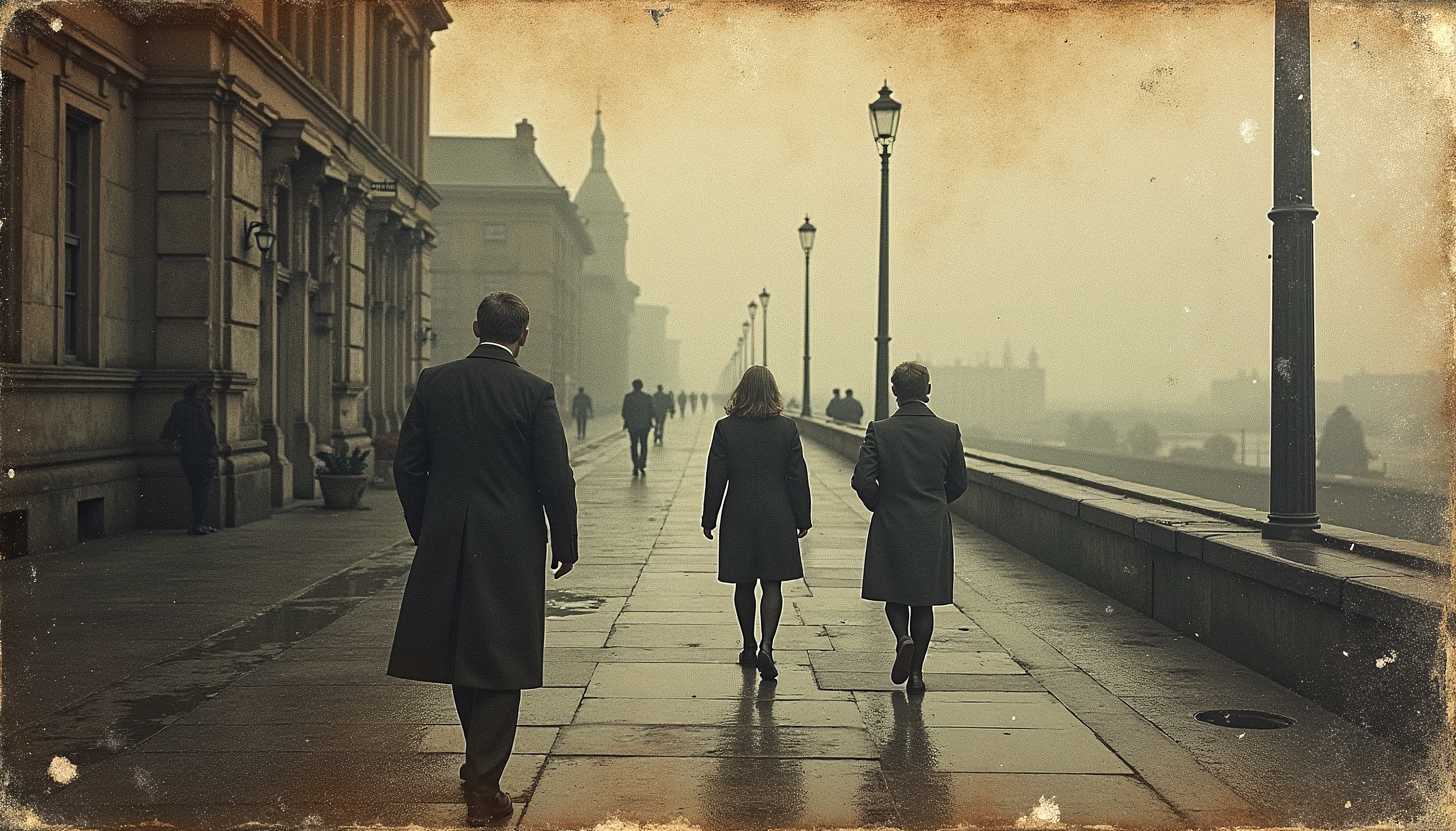 Misty Morning Vintage Street Scene
