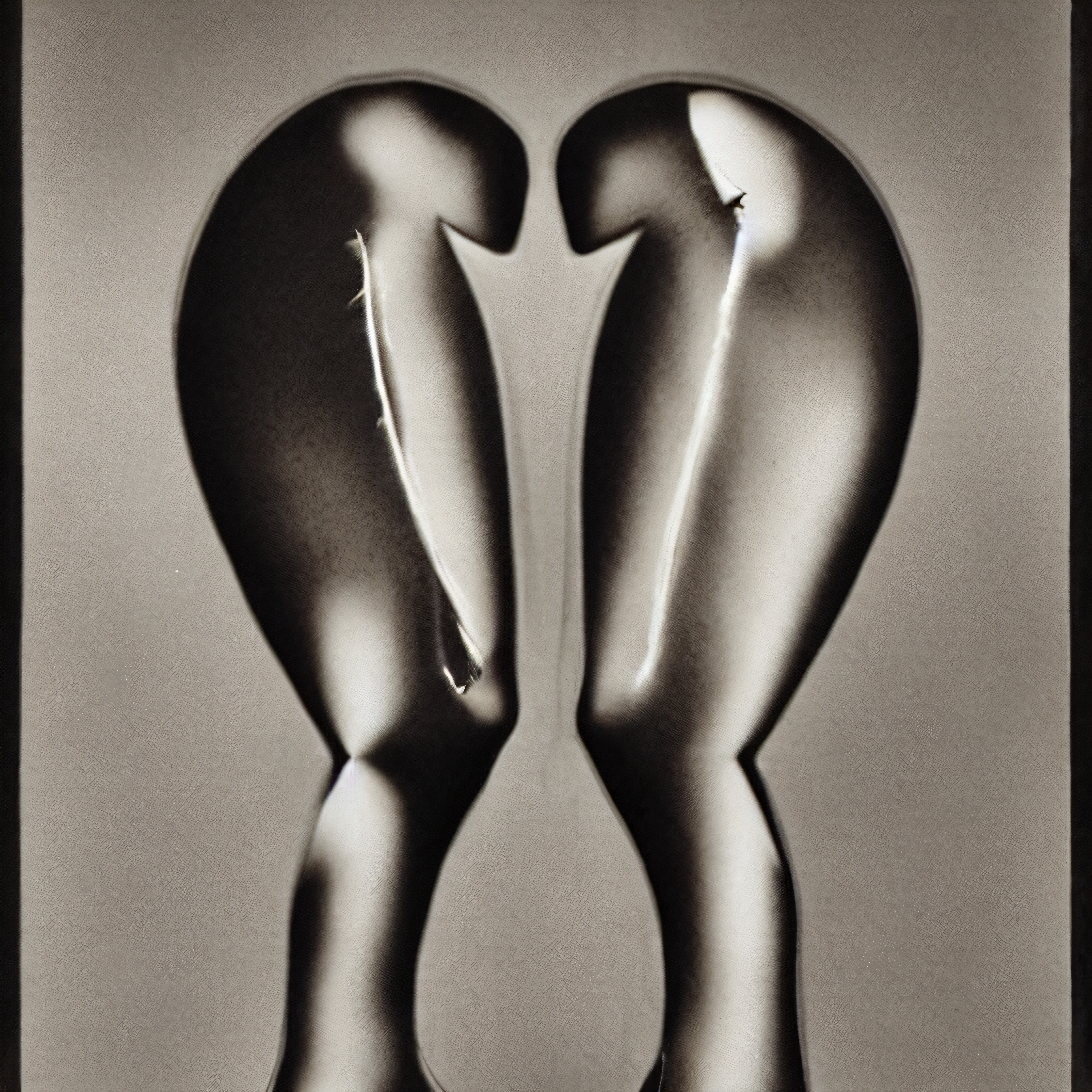 Abstract Metallic Sculptures Facing Each Other