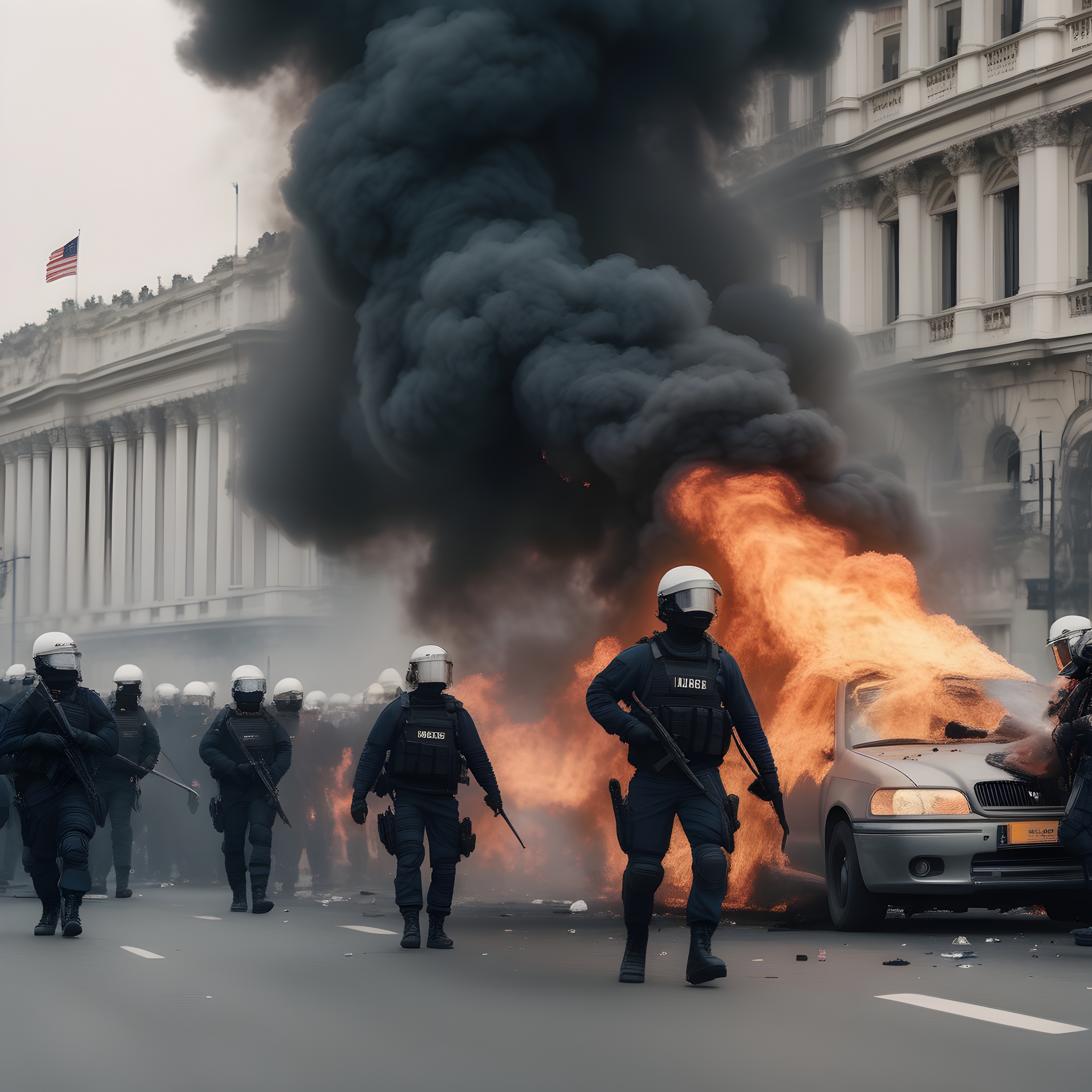 Urban chaos unfolds protest fire