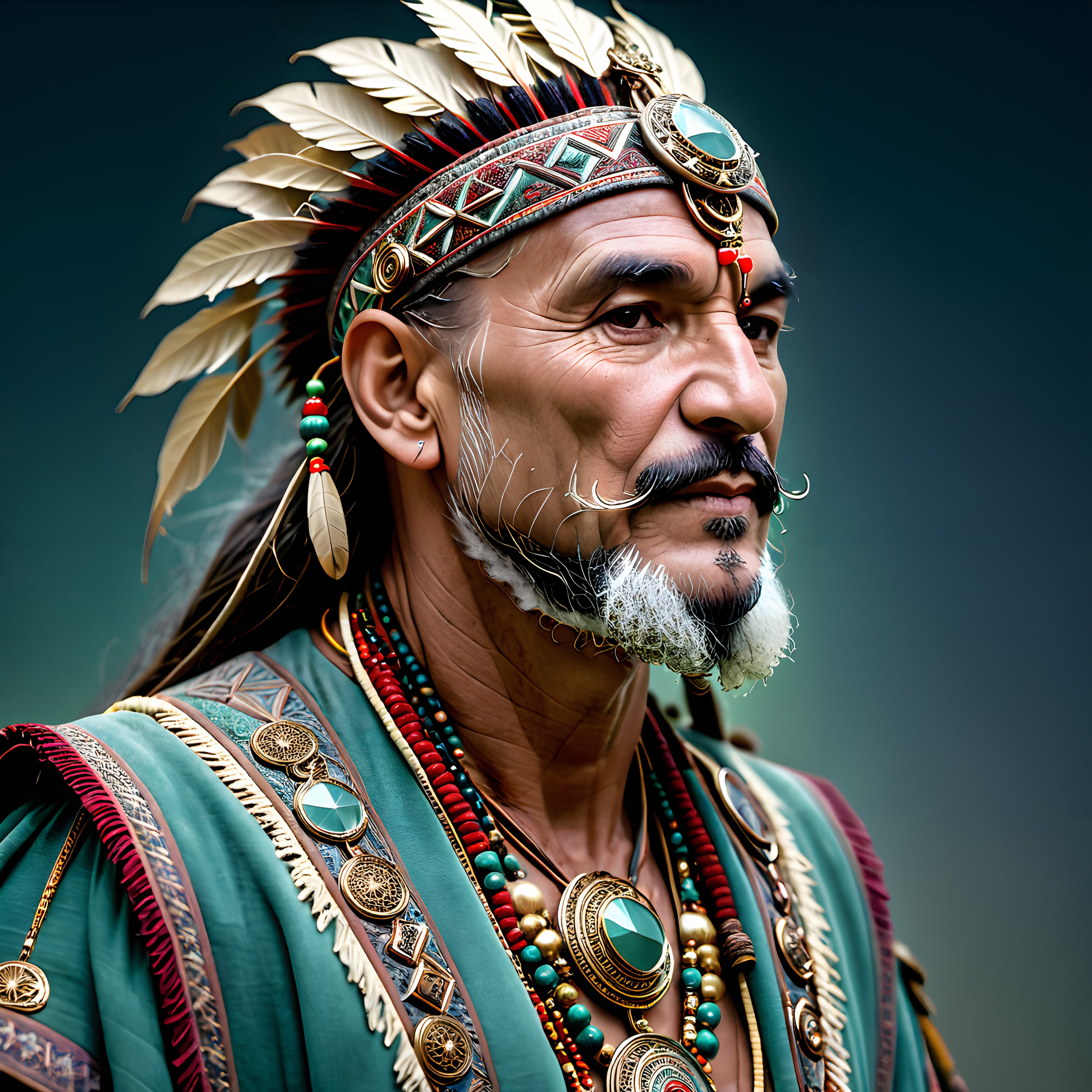 Native American Elder in Traditional Regalia