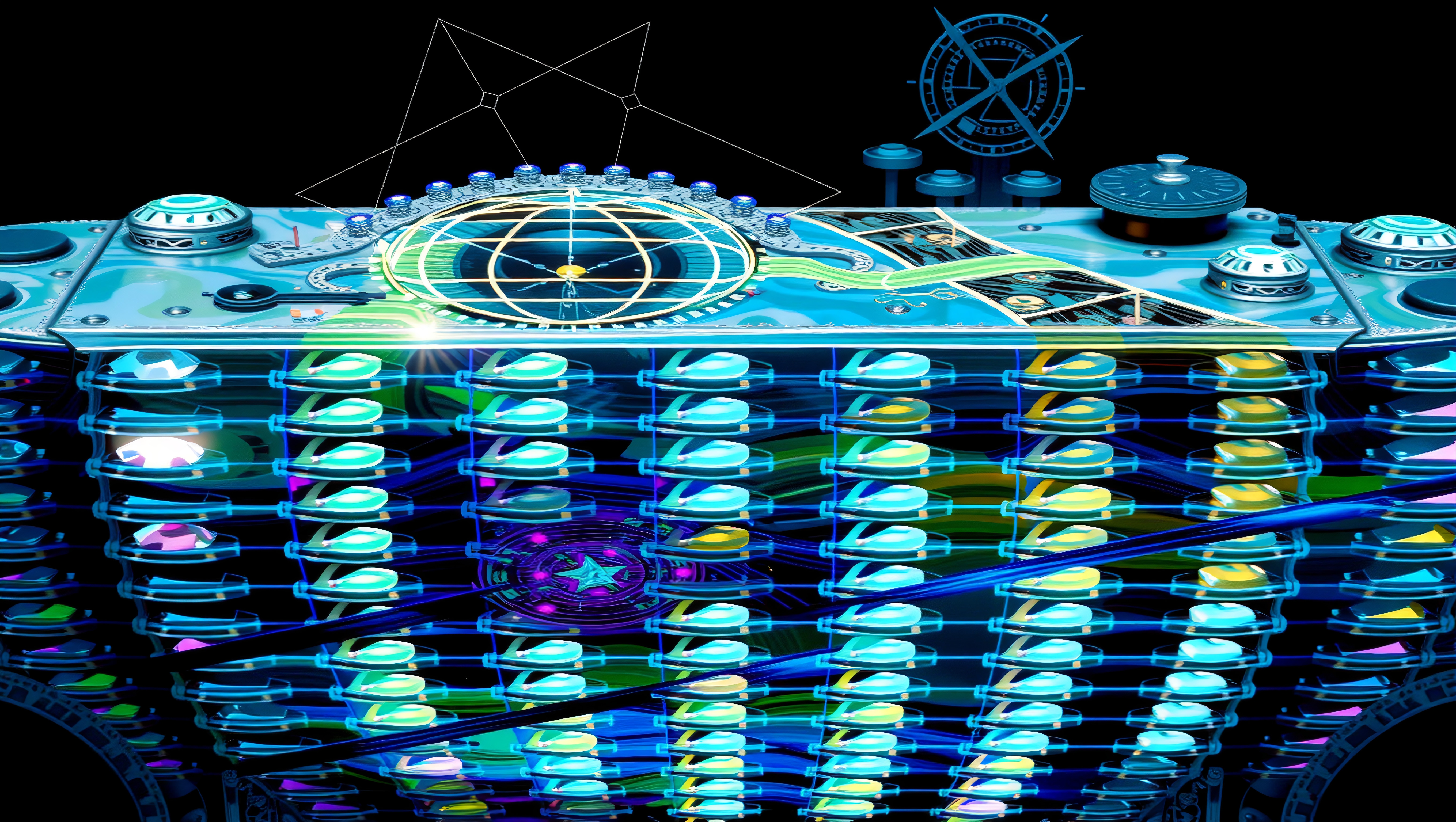 Futuristic High-Tech Control Panel with Glowing Components
