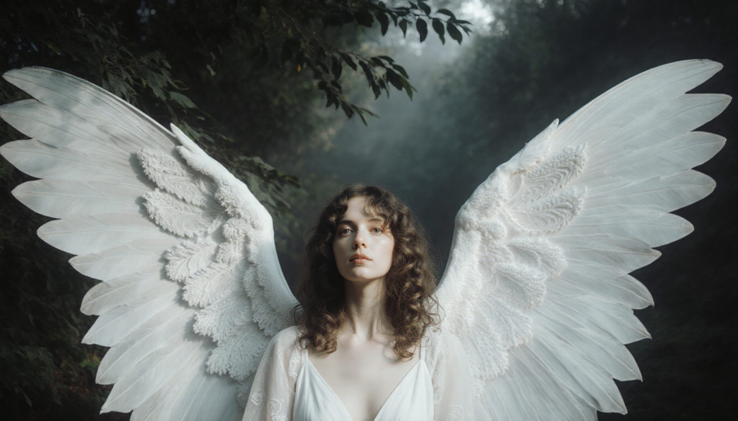 Ethereal Angel in Forest Setting