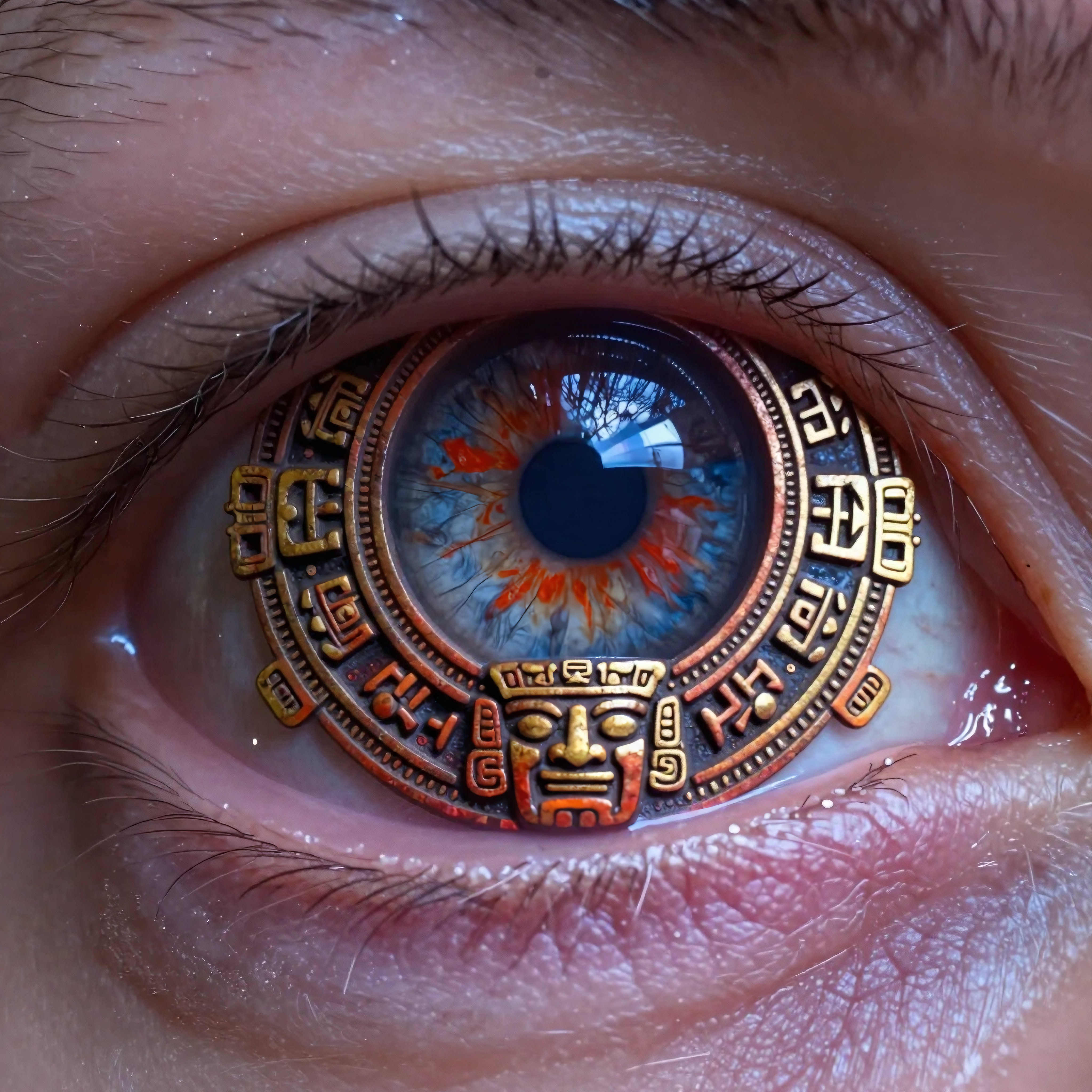 ystic Aztec Calendar Contact Lens Artwork